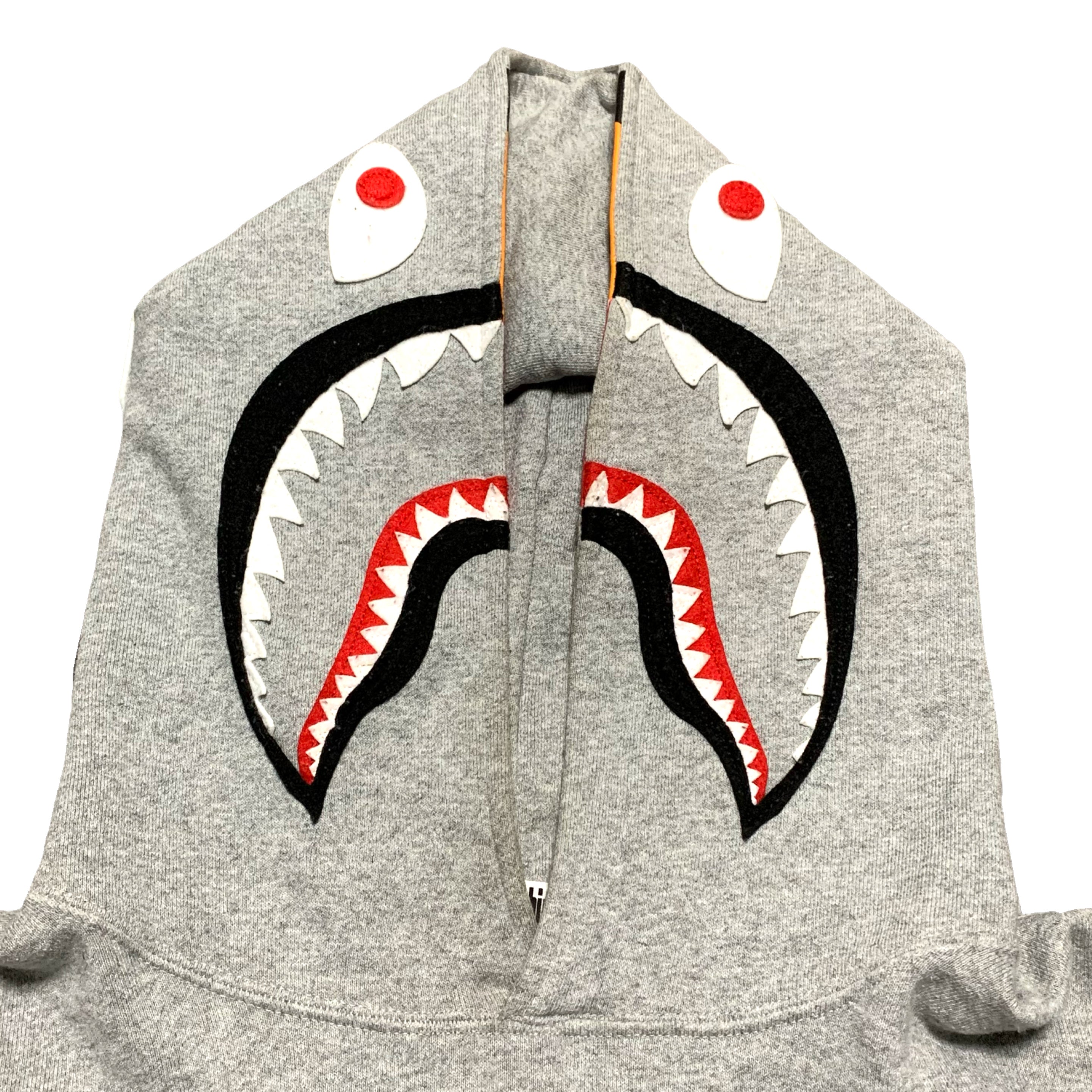 Bape Large Shark Tiger Grey Pullover Hoodie A Bathing Ape