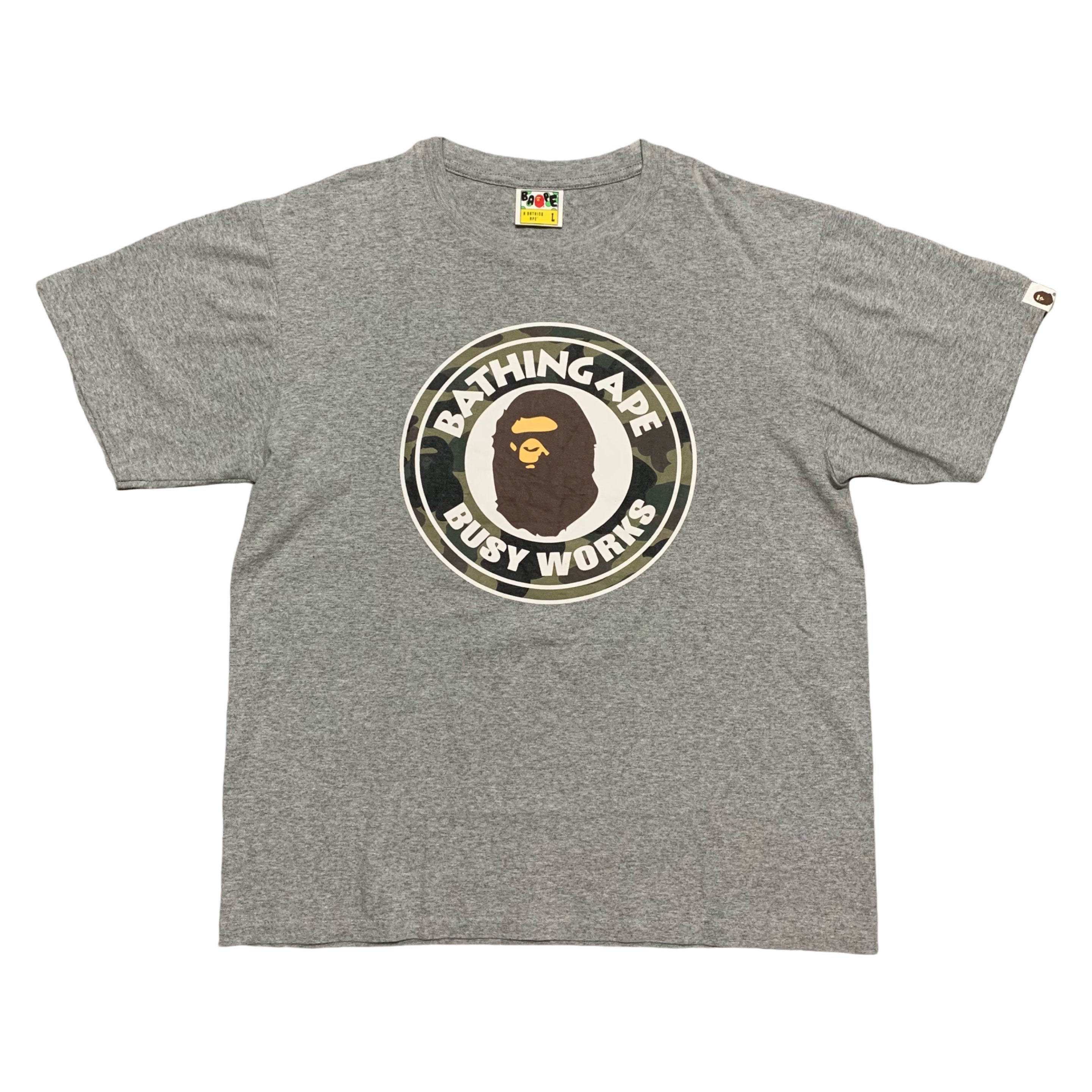 Bape Large Busy Works 1st Camo Grey Tee