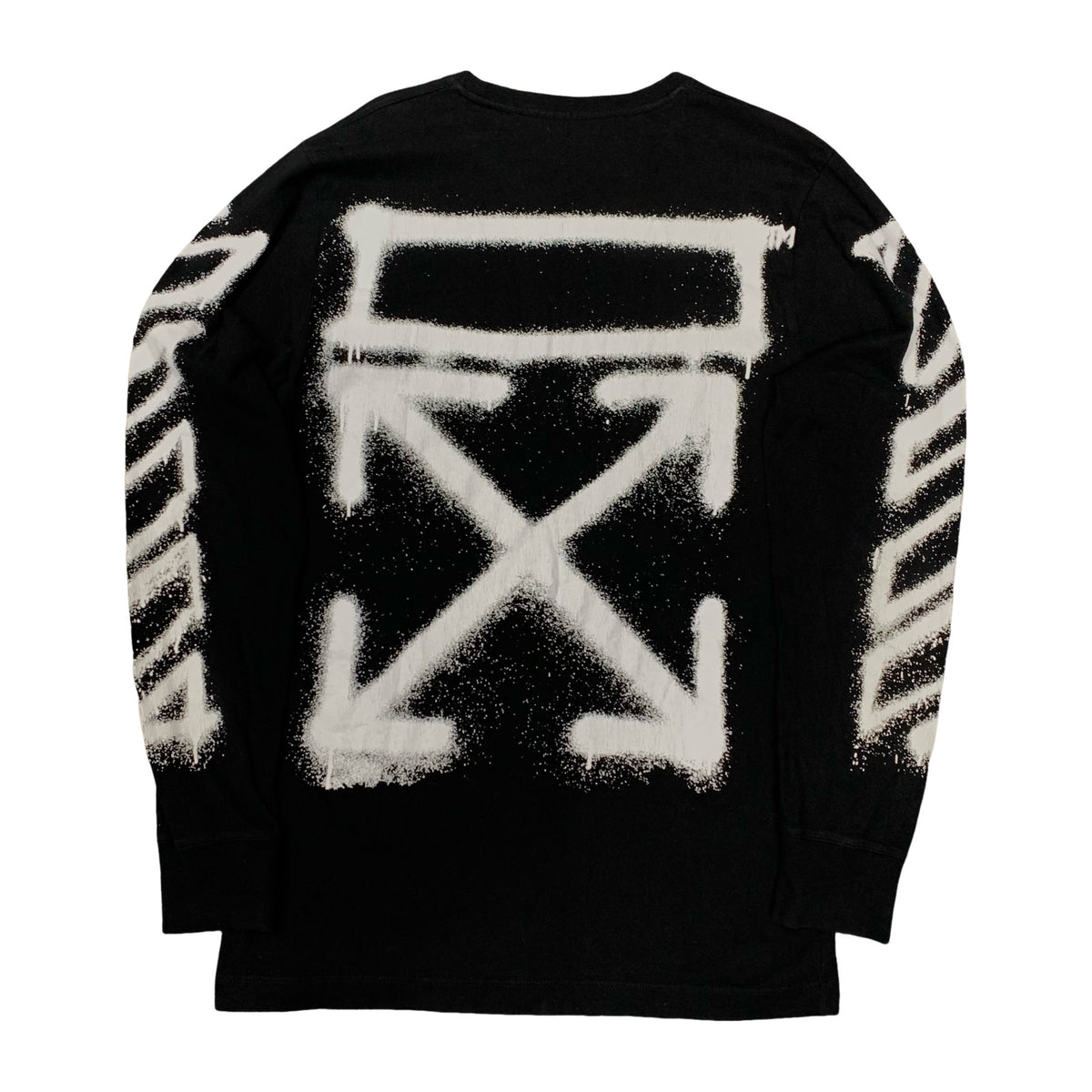 Off White Small Tee Graffiti Arrows Black Long Sleeve T-Shirt Virgil Abloh