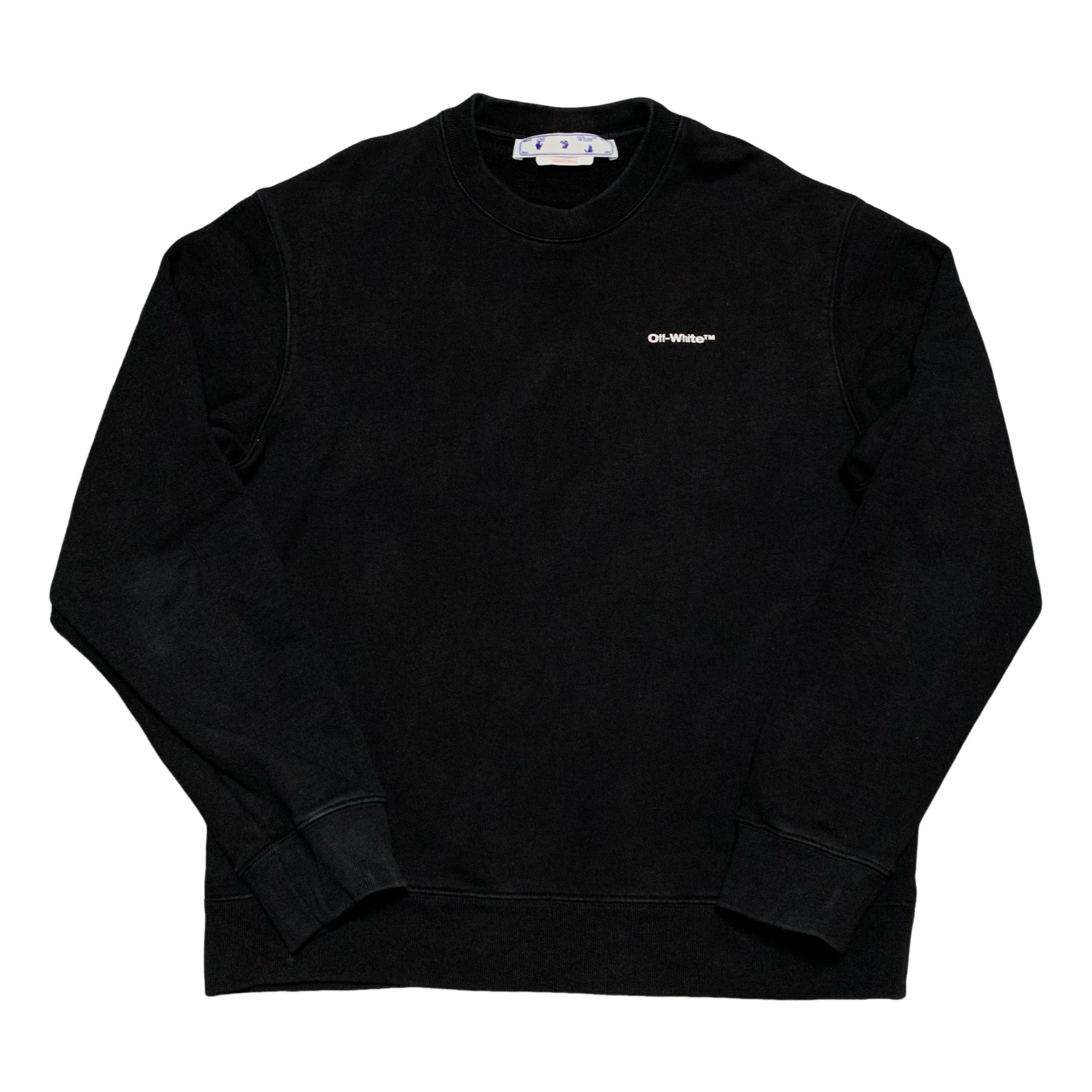 Off White Large Wave Outline Diag Black Sweatshirt Crewneck Virgil Abloh