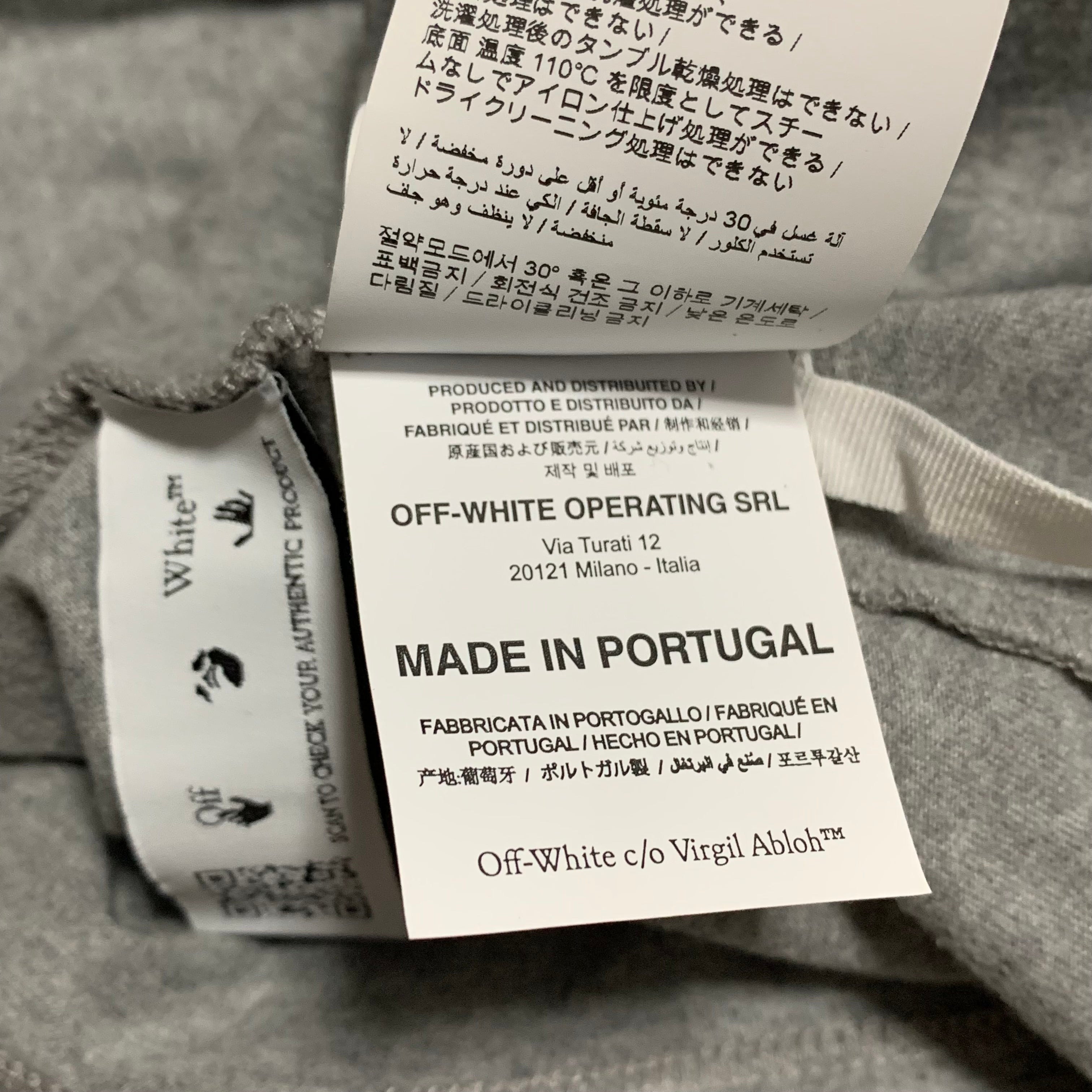 Off White Large Blue Marker Grey Tee Virgil Abloh