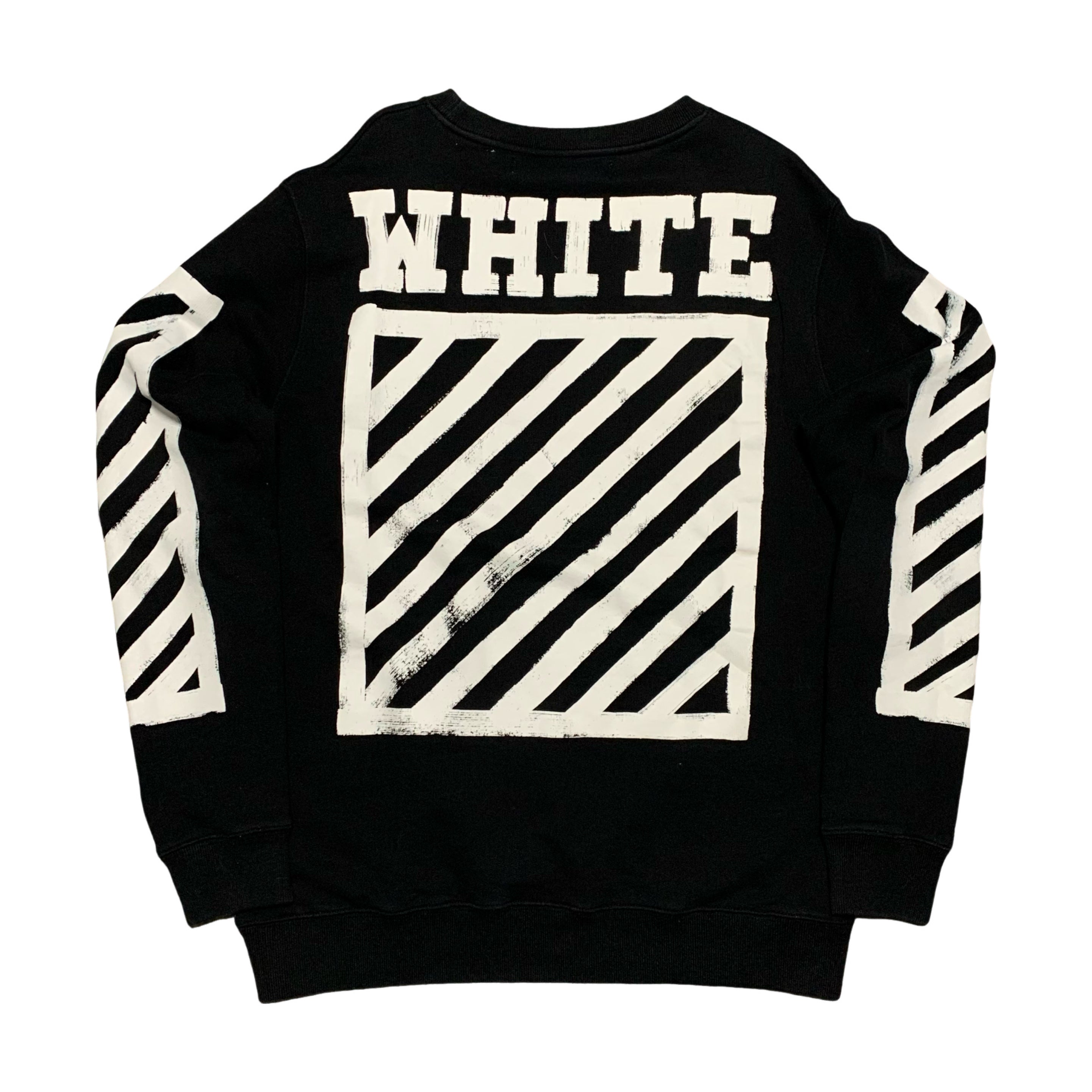 Off White Small Diagonal Brushed Black Sweatshirt Crewneck Virgil Abloh