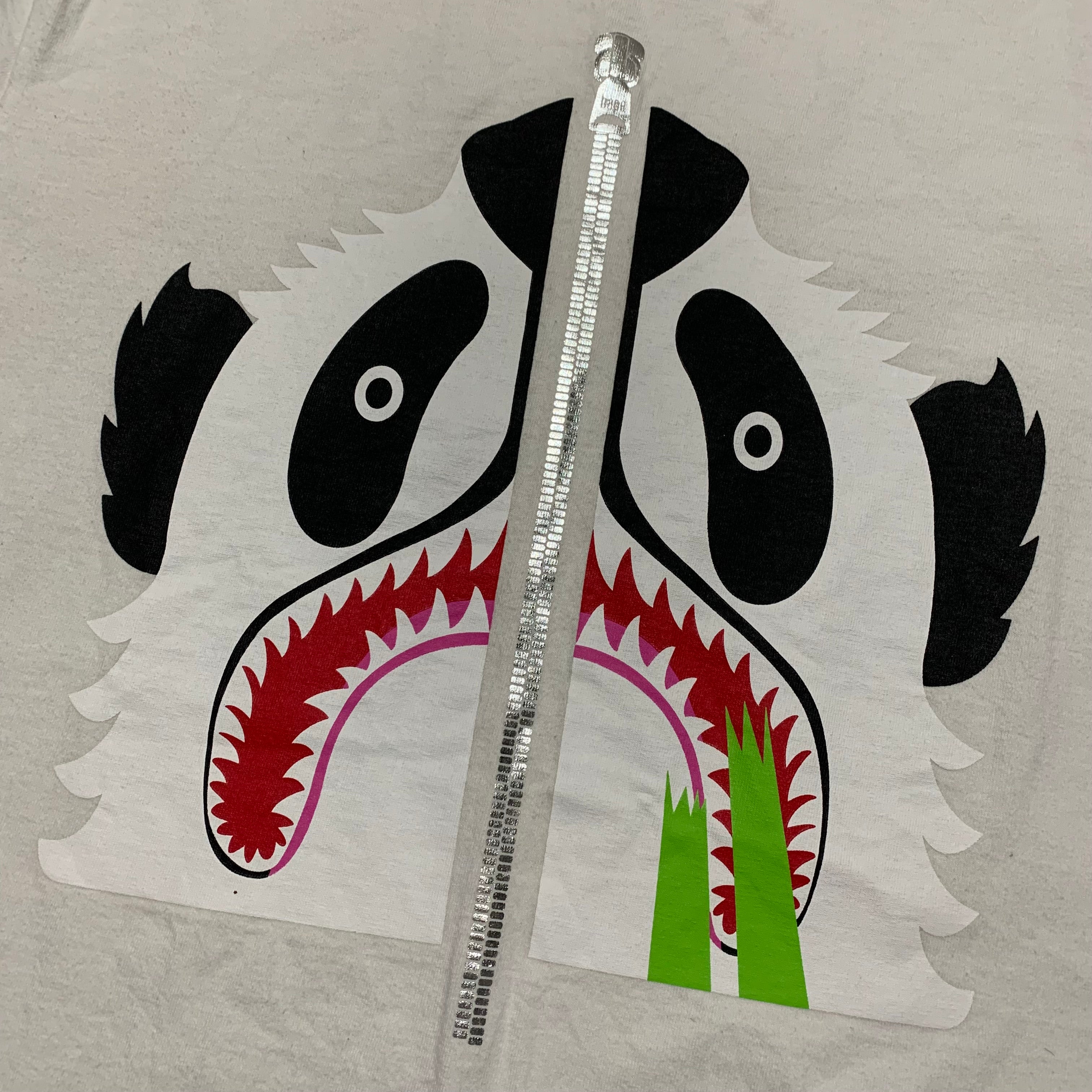 Bape Large Panda Shark Zip White Tee A Bathing Ape