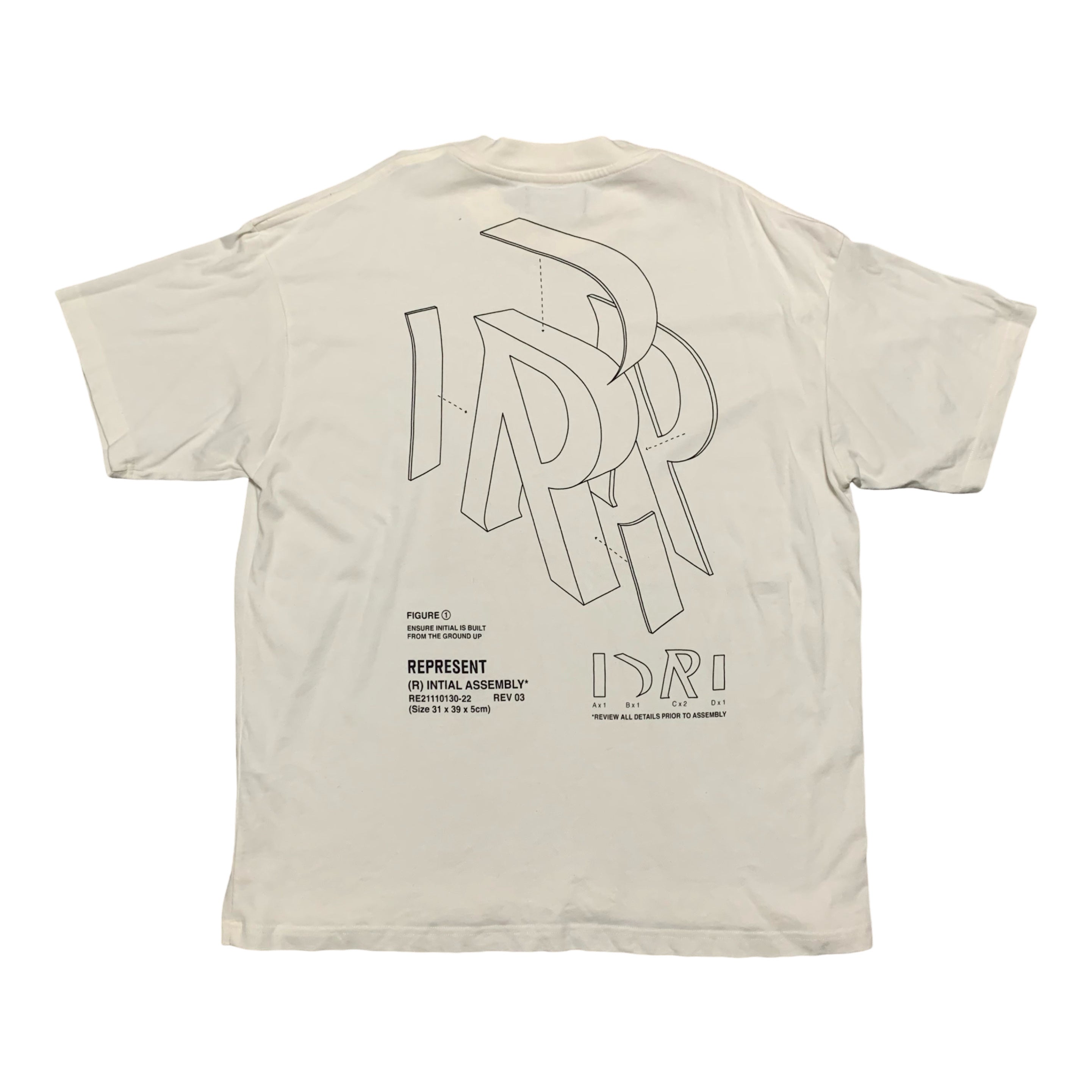 Represent Large Initial Assembly Flat White Tee