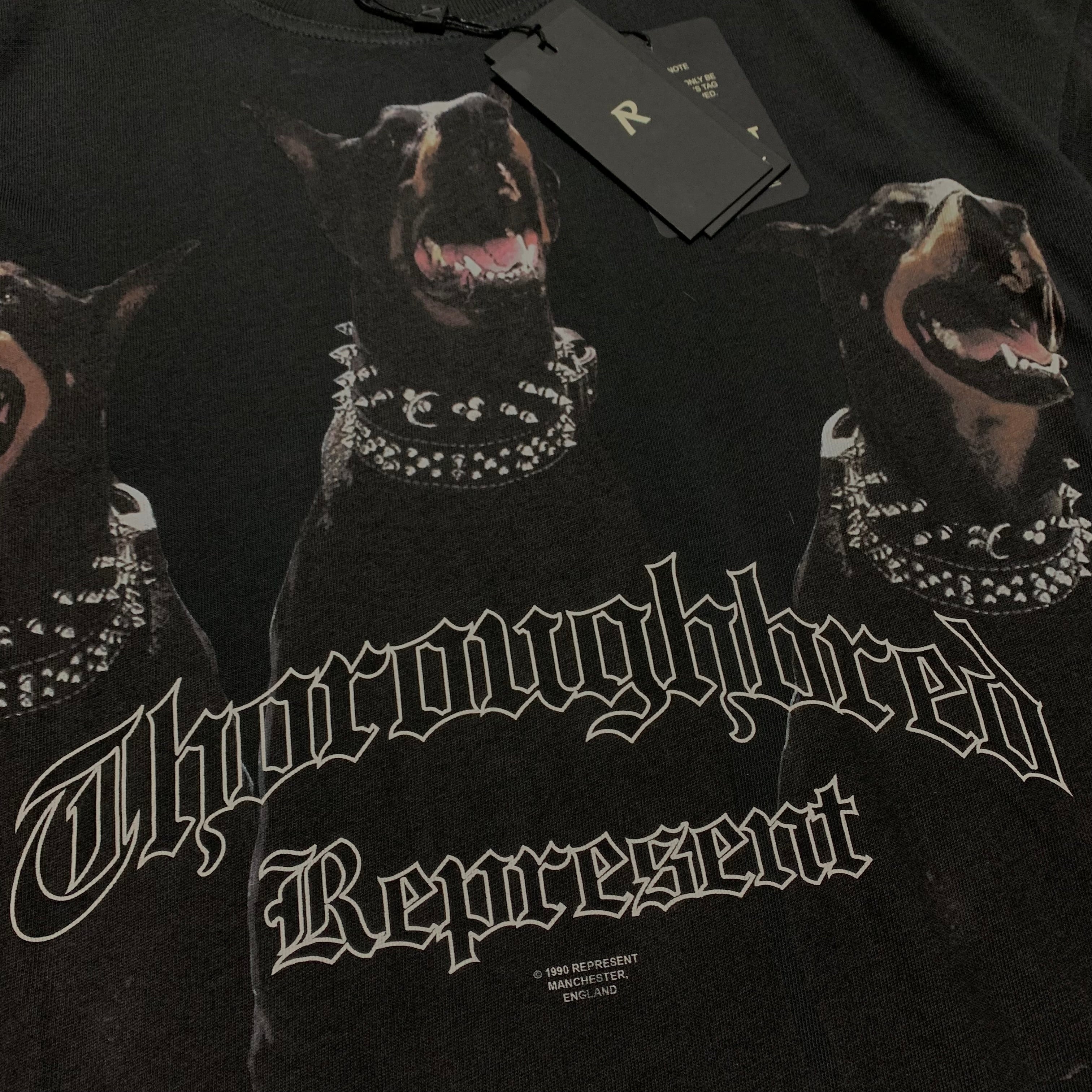 Represent Medium Thoroughbred Dog Vintage Black Tee
