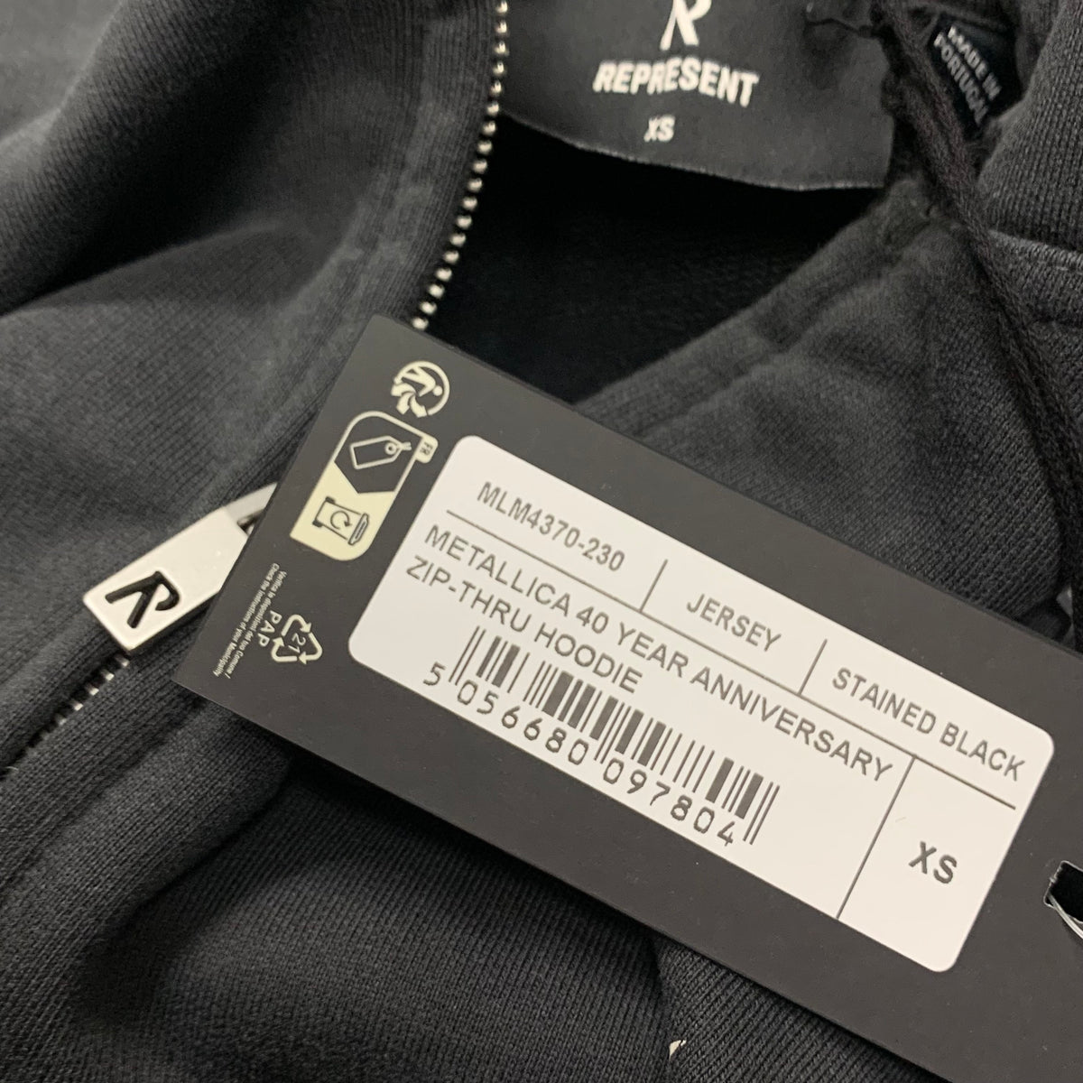 Represent XS Hoodie Metallica Stained Black Zip Hoodie 40th Anniversary