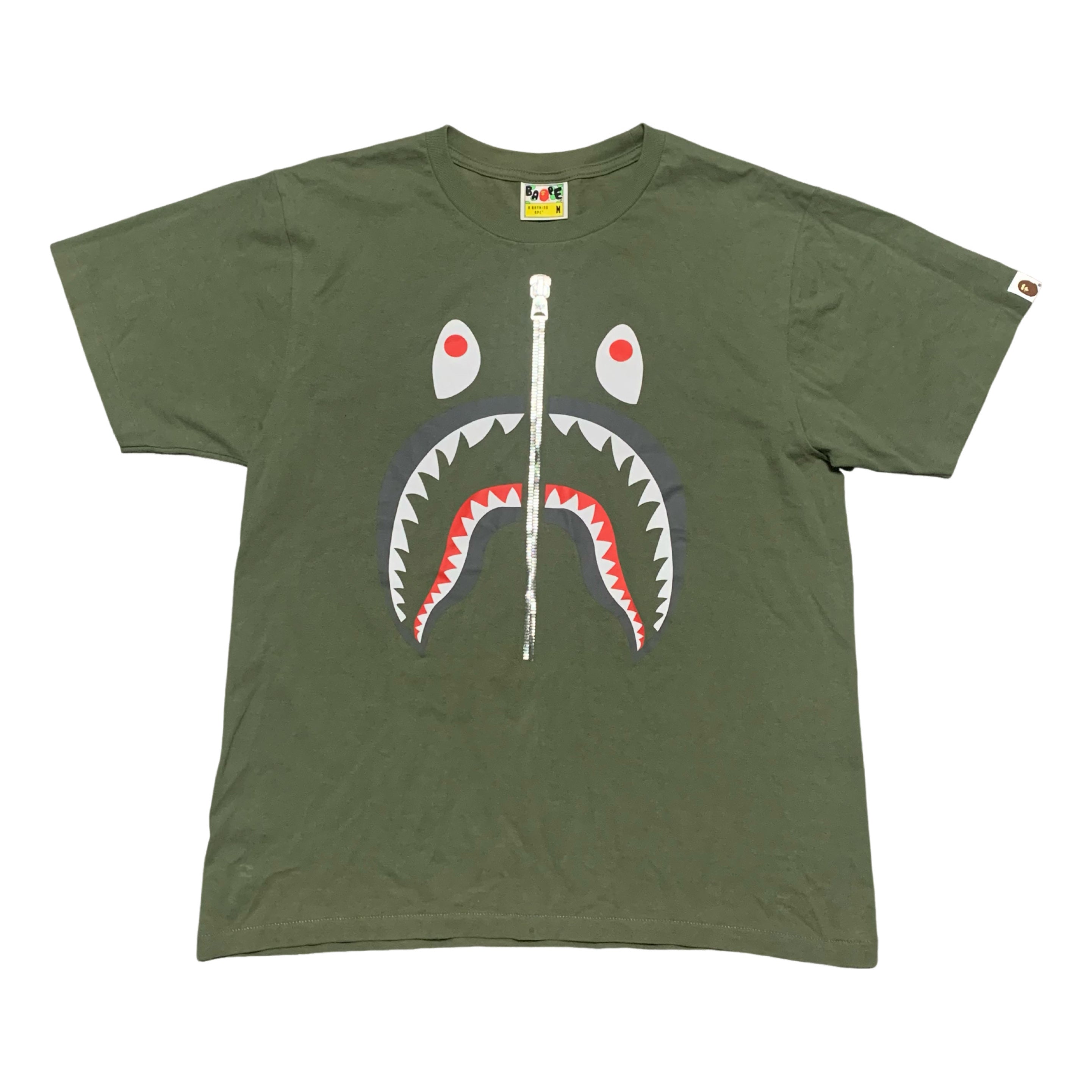 Bape Medium Shark Khaki Green Tee A Bathing Ape