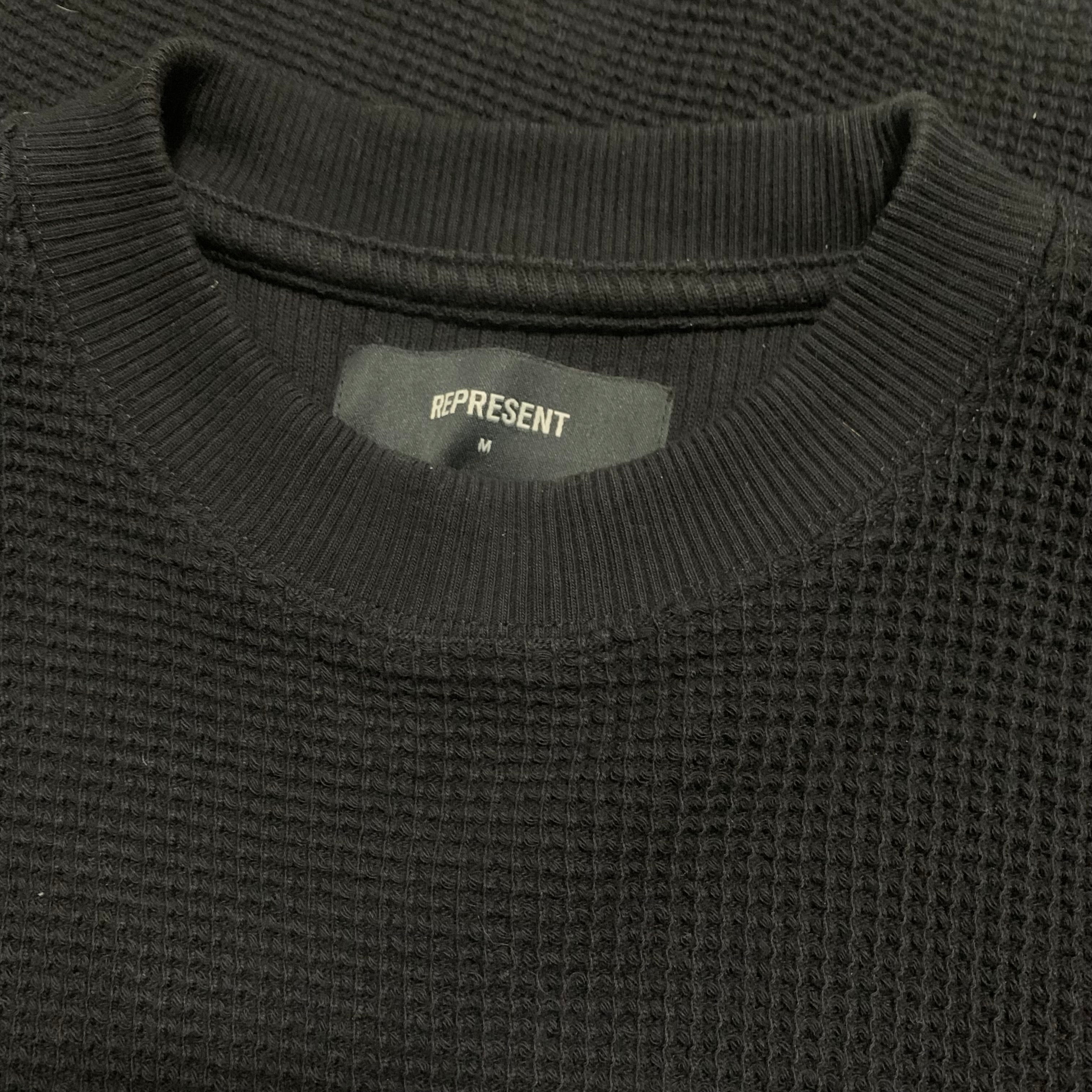 Represent Medium Waffle Blanks Jet Black Tee