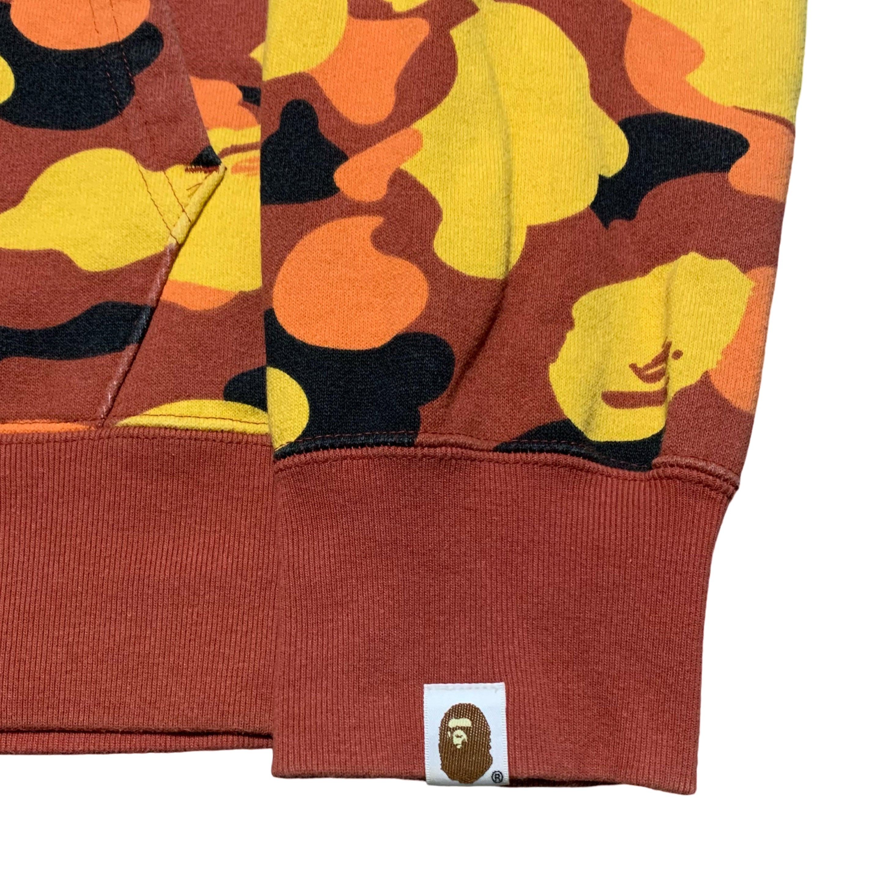 Bape Large Shark Orange Camo Full Zip Hoodie A Bathing Ape