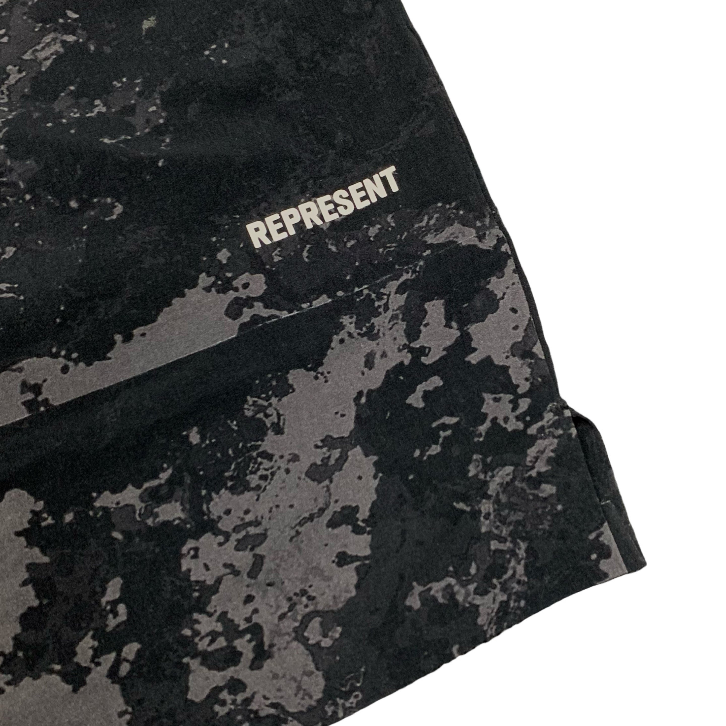 Represent Small Shorts 247 Fused Black Camo Bottoms