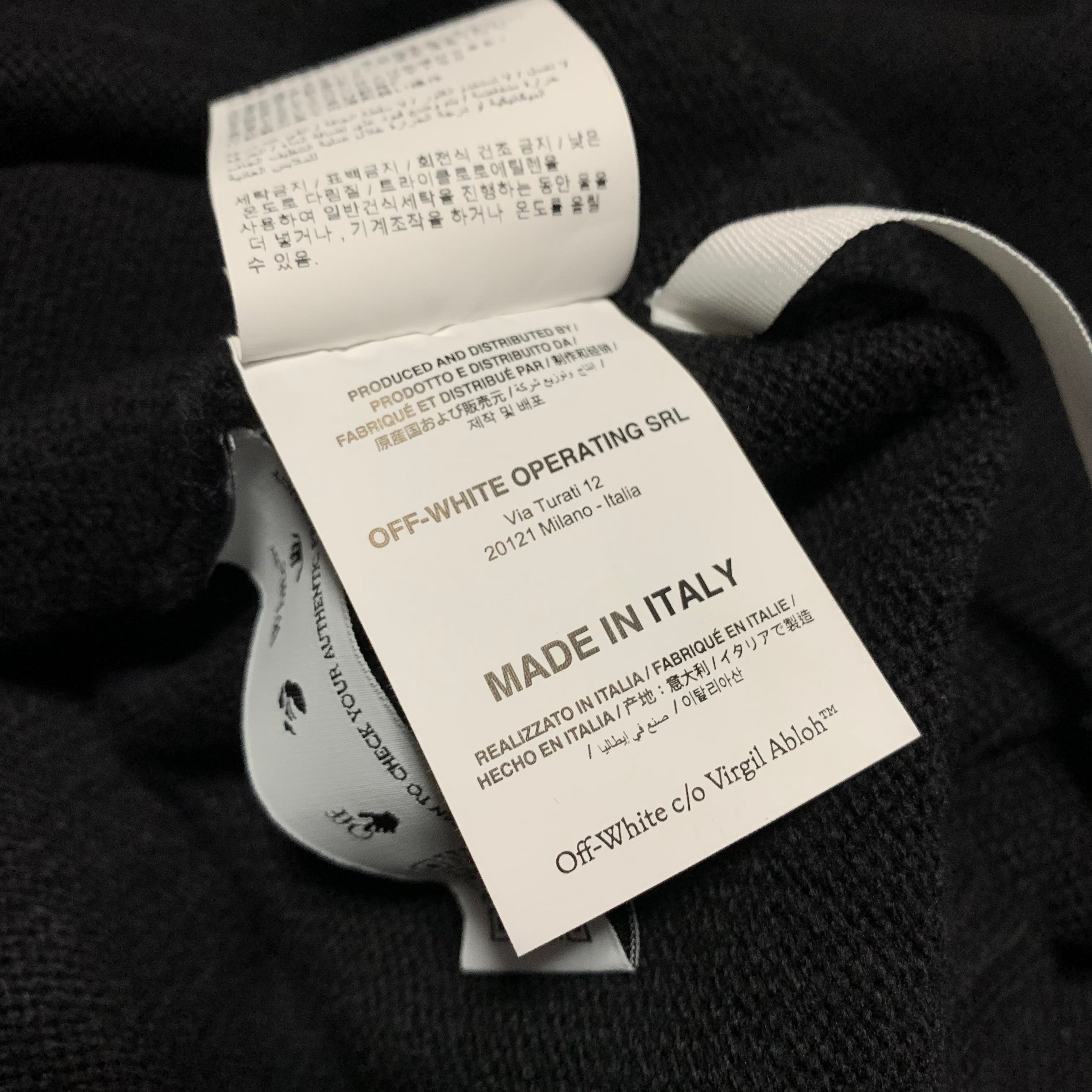 Off White Large Knitted Black Sweatshirt Crewneck All Over Logo Virgil Abloh Knitwear