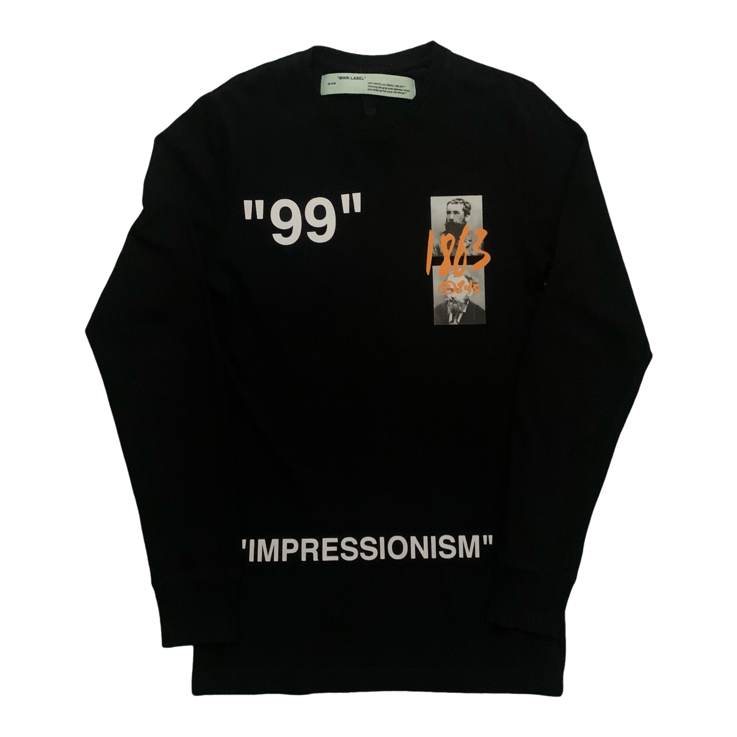 Off White XS Summer 1863 Impressionism Black Long Sleeve Tee (OMAA027R19185009)