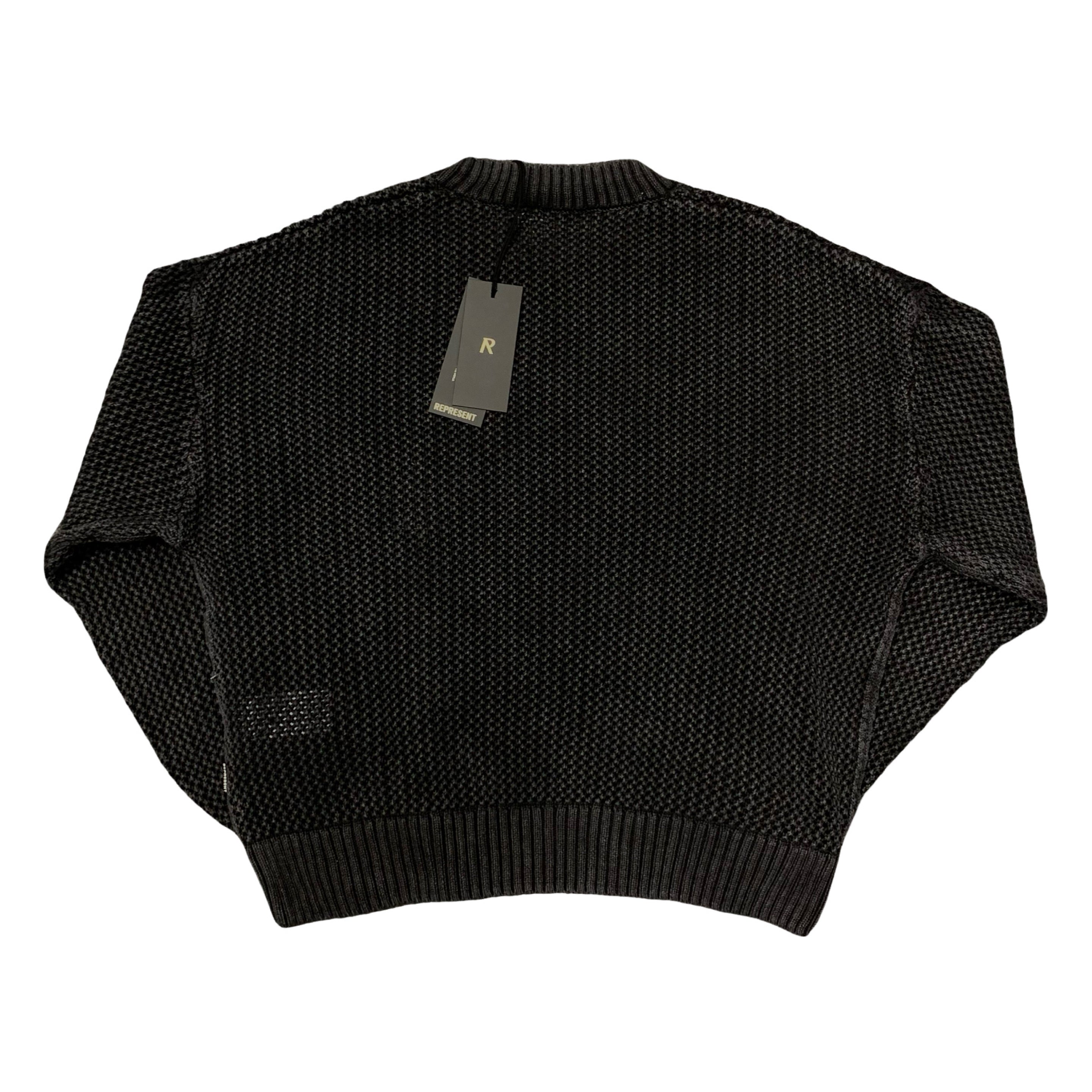 Represent Medium Sweater Open Gauge Knit Jet Black Sweater (RRP £170)