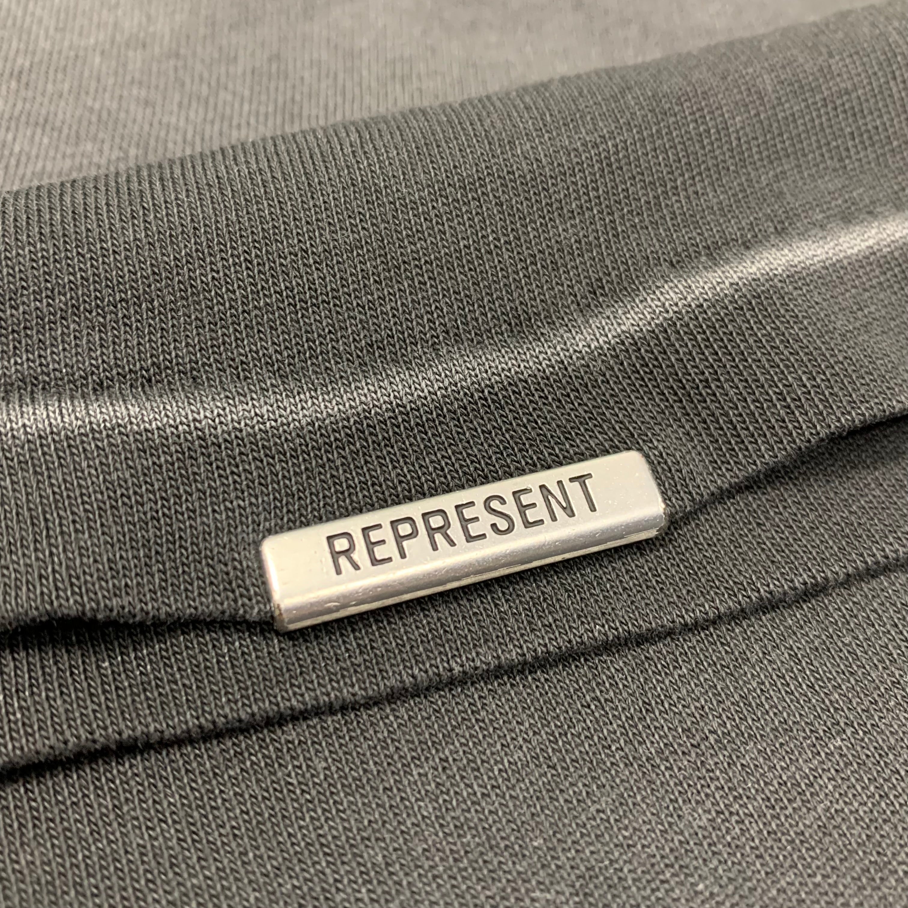 Represent XS Tee Masking Tape Initial Stained Black T-Shirt