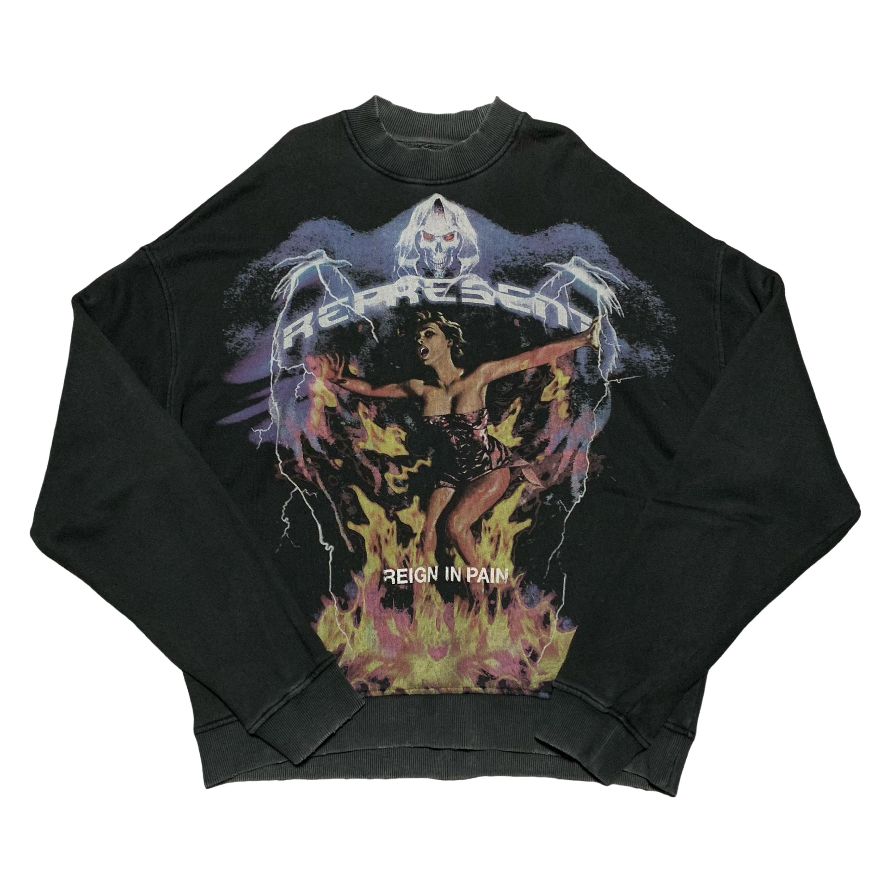 Represent Medium Spirit Reaper Vintage Black Sweater Sweatshirt Crewneck
