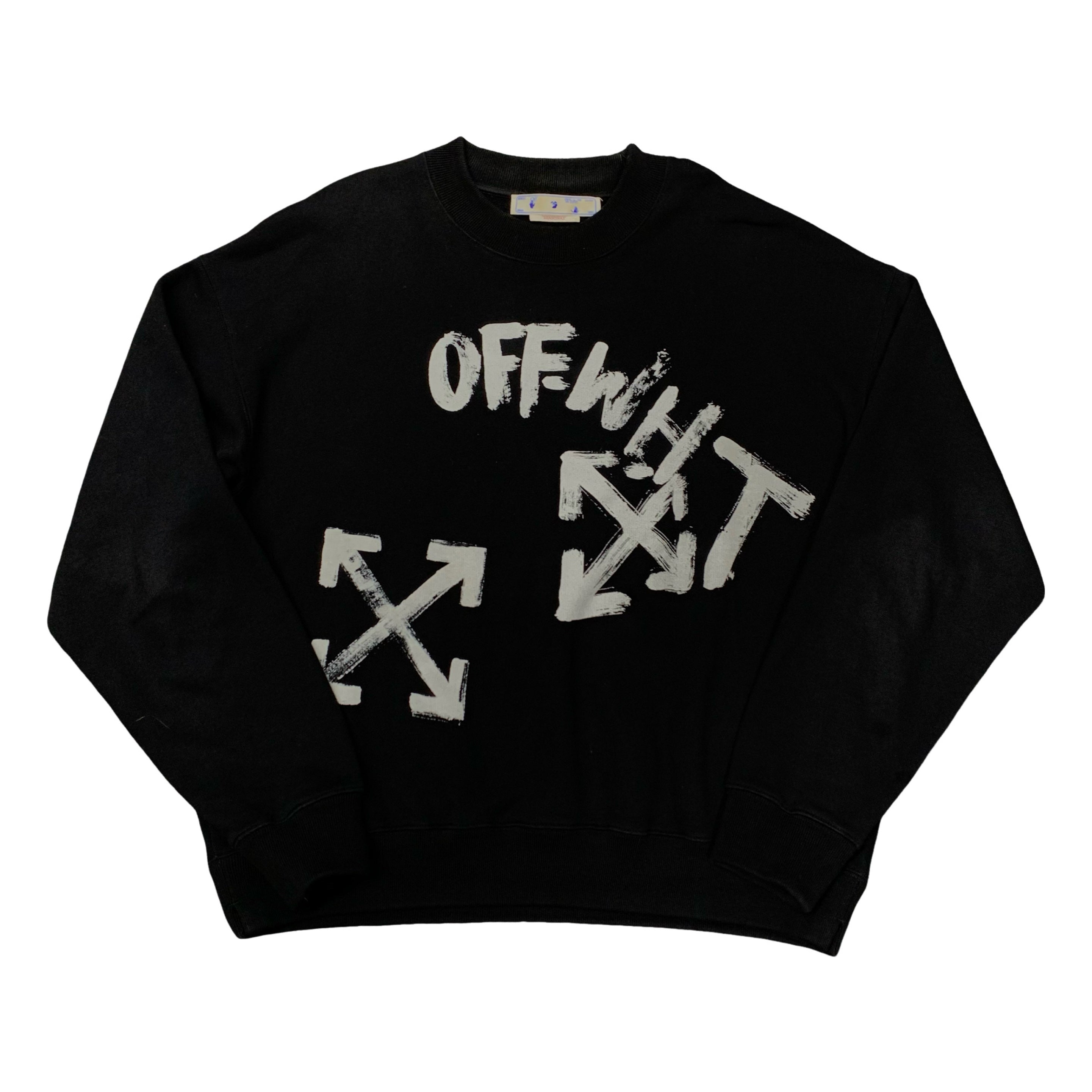 Off White Large Sweatshirt Paint Arrows Skate Black Sweatshirt Crewneck Virgil Abloh