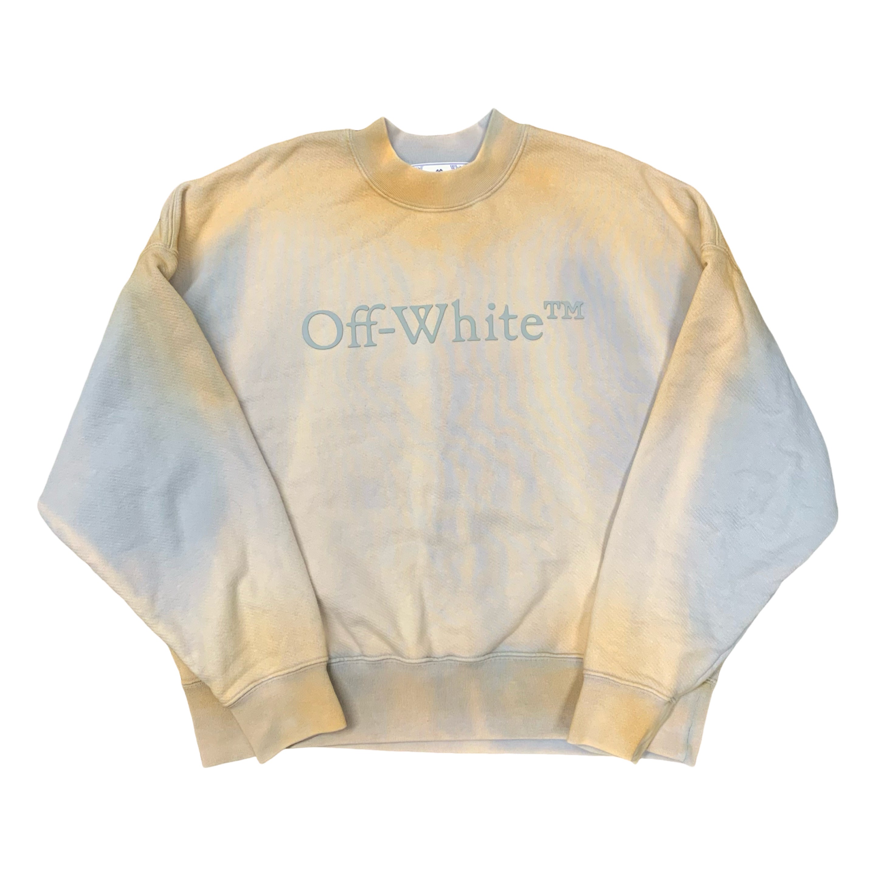 Off White XS Sweatshirt Tie Dye Light Blue Beige Crewneck Virgil Abloh Unisex