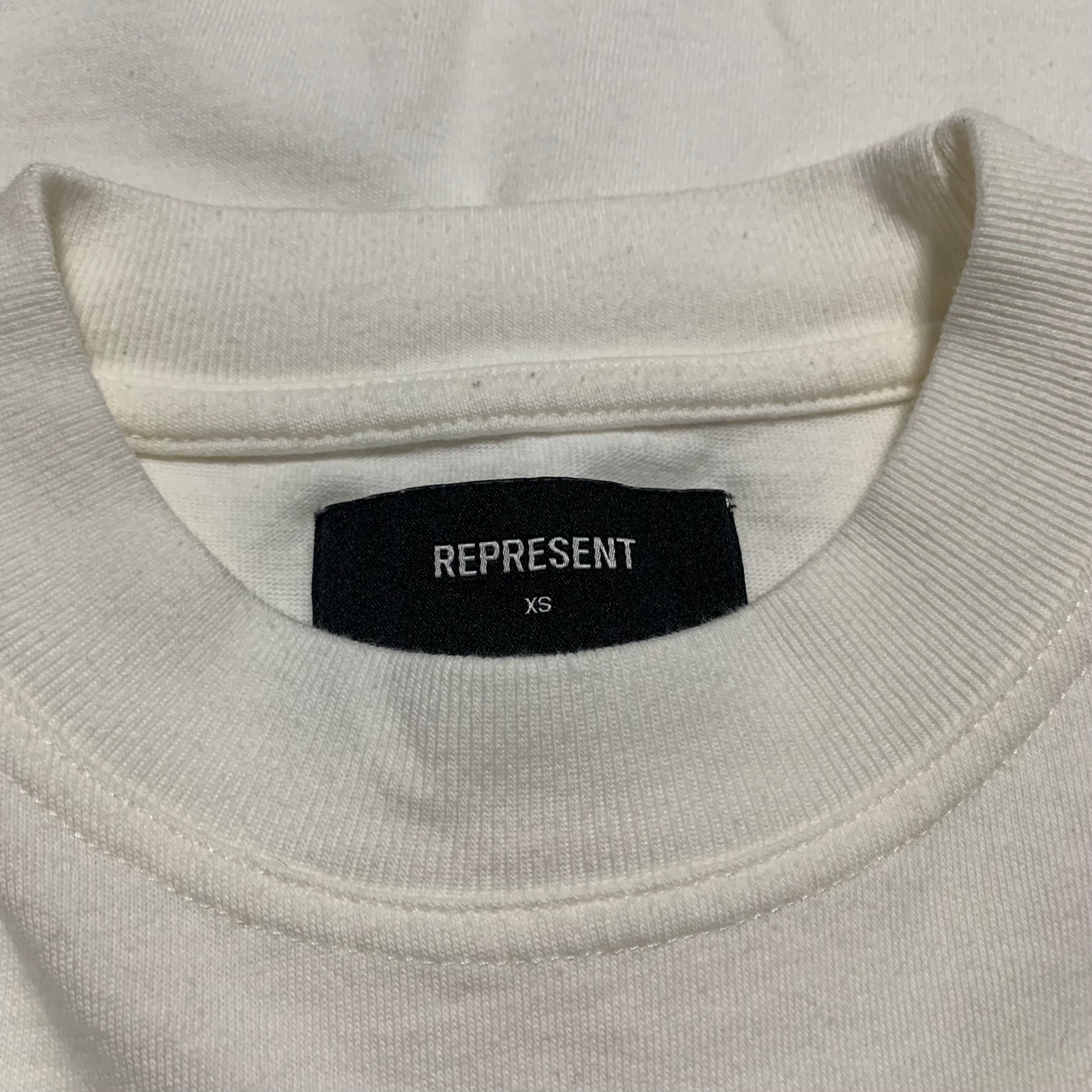Represent XS Embroidered Flat White Tee
