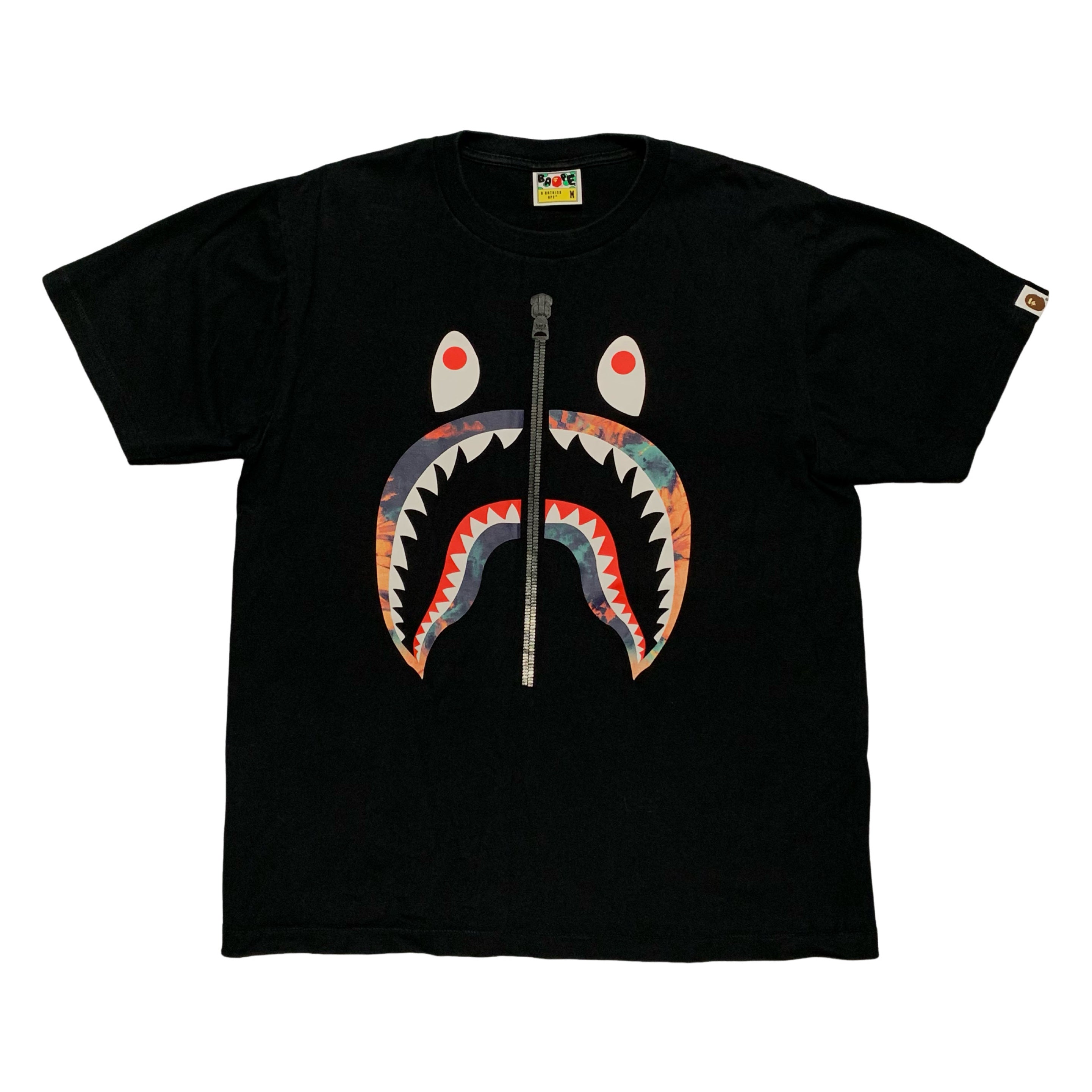 Bape Medium Shark Tie Dye Black Tee A Bathing Ape
