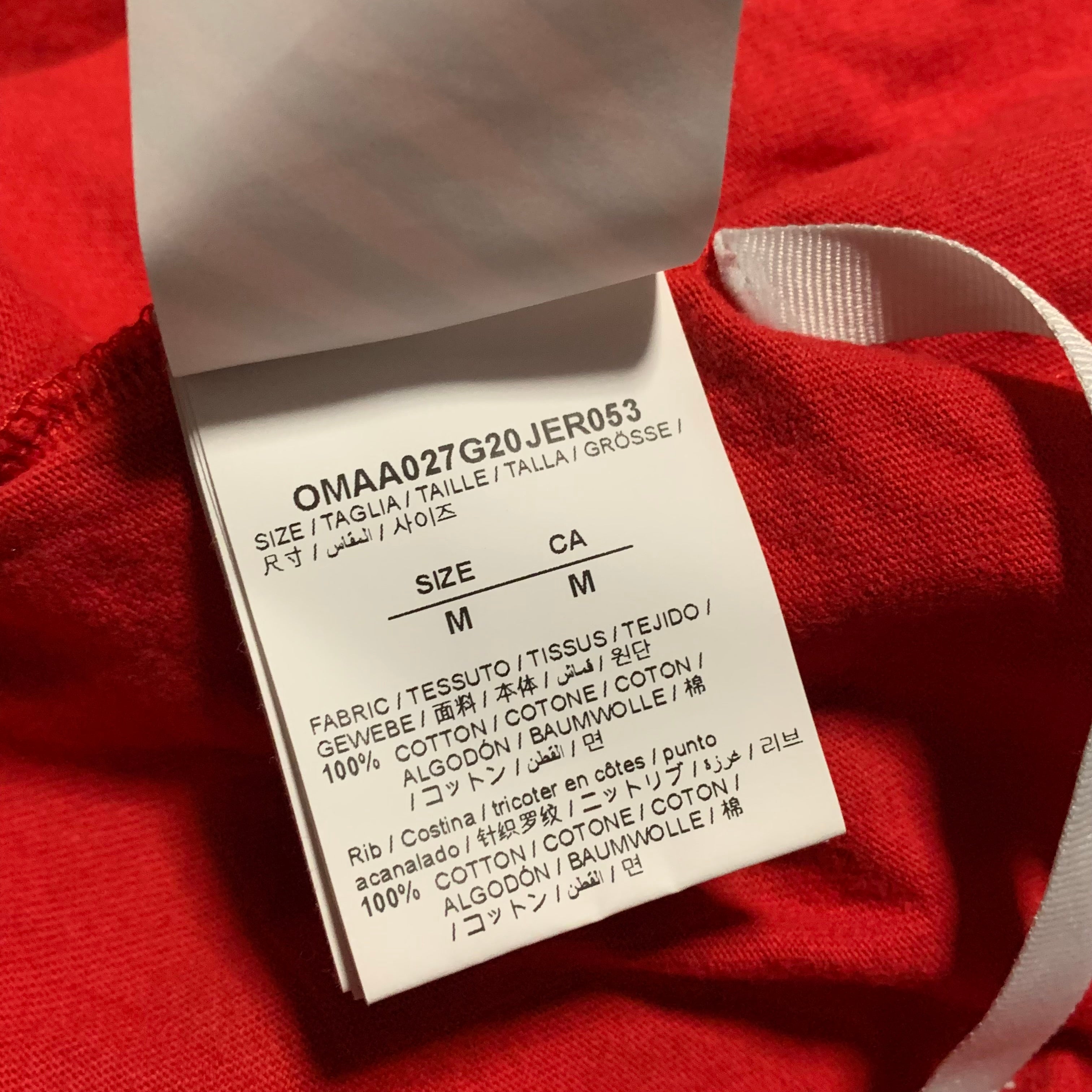 Off White Medium Airport Arrows Red Tee Virgil Abloh