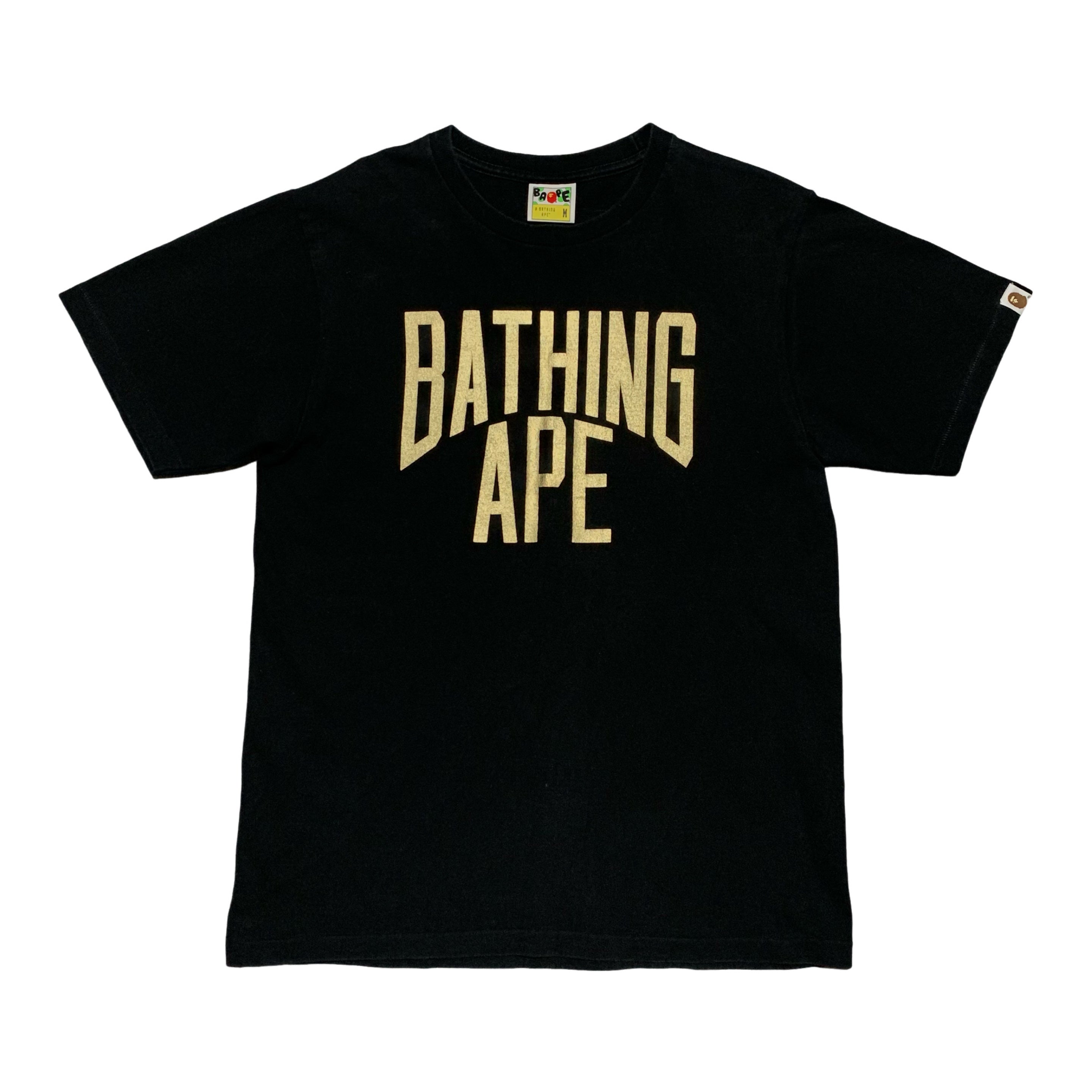 Bape Medium Gold Bathing Ape Black Tee A Bathing Ape
