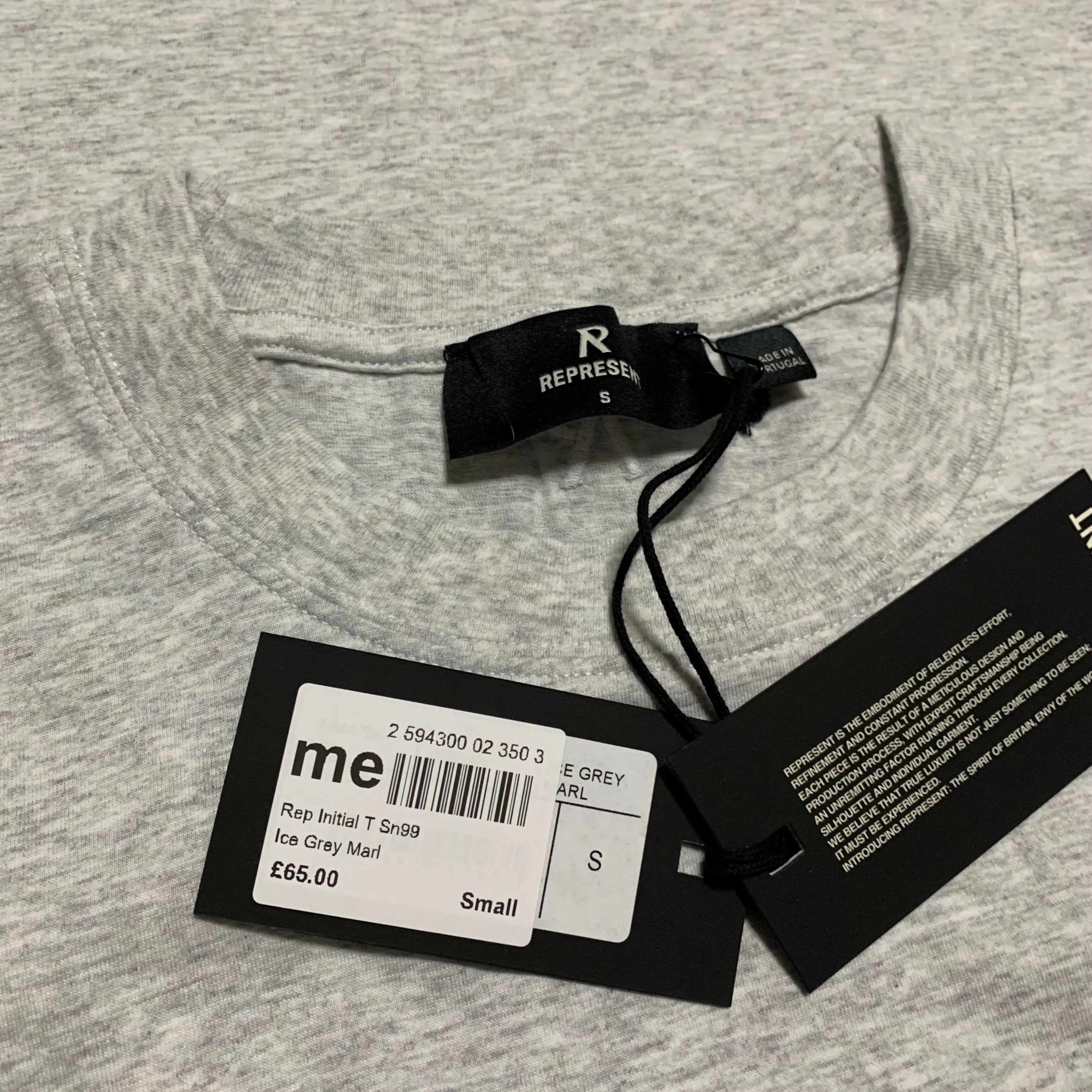 Represent Small Initial Marl Ice Grey Tee Regular Fit