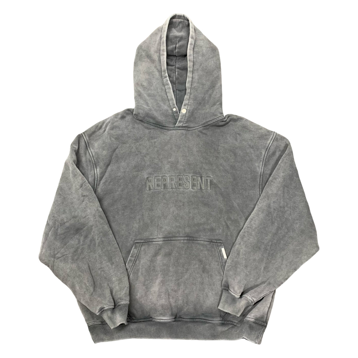 Represent Large Hoodie Embroidered Vintage Grey Hoodie