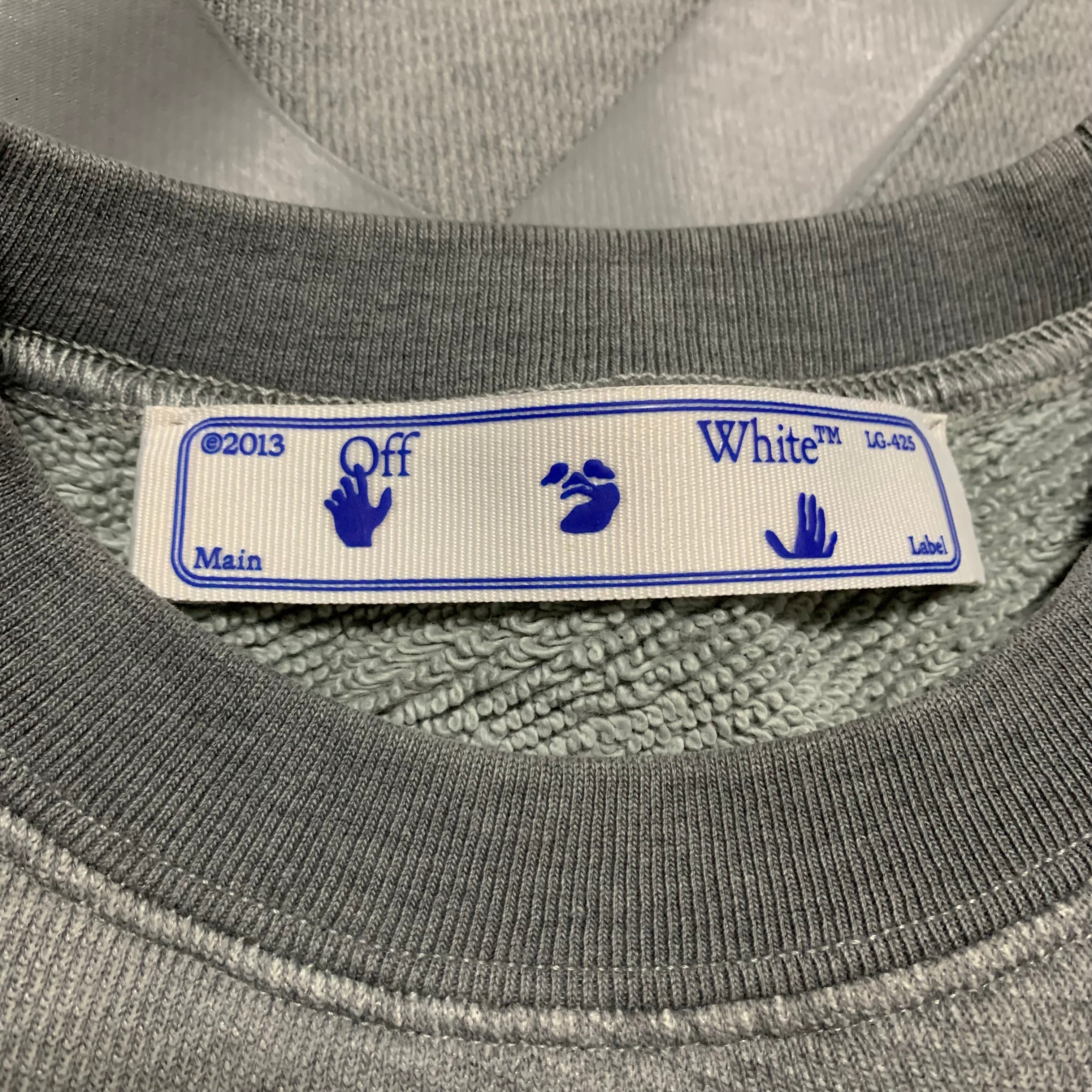 Off White XS Arrows Graphic Grey Sweatshirt Crewneck Virgil Abloh