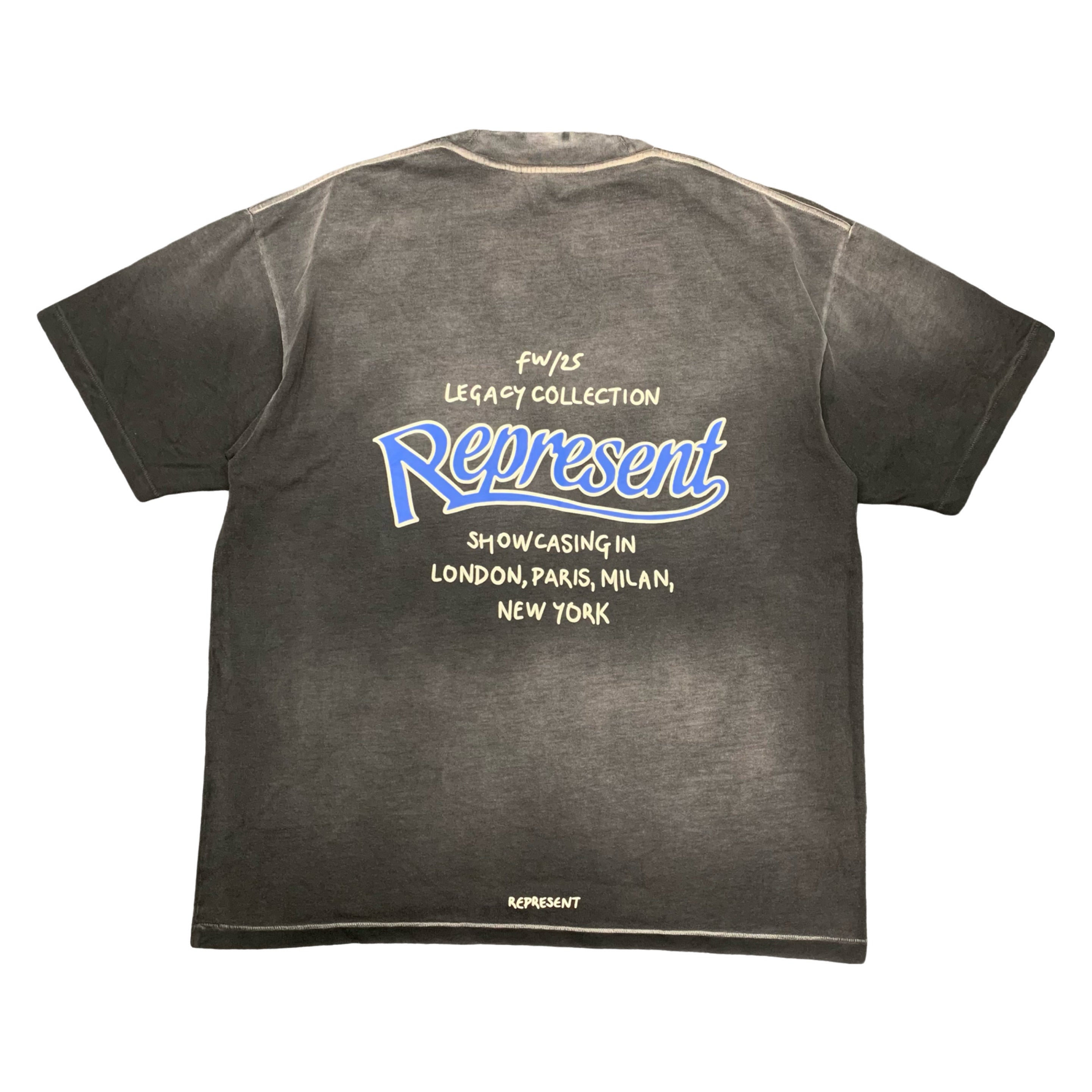 Represent Medium Tee Showcasing Stained Black T-Shirt