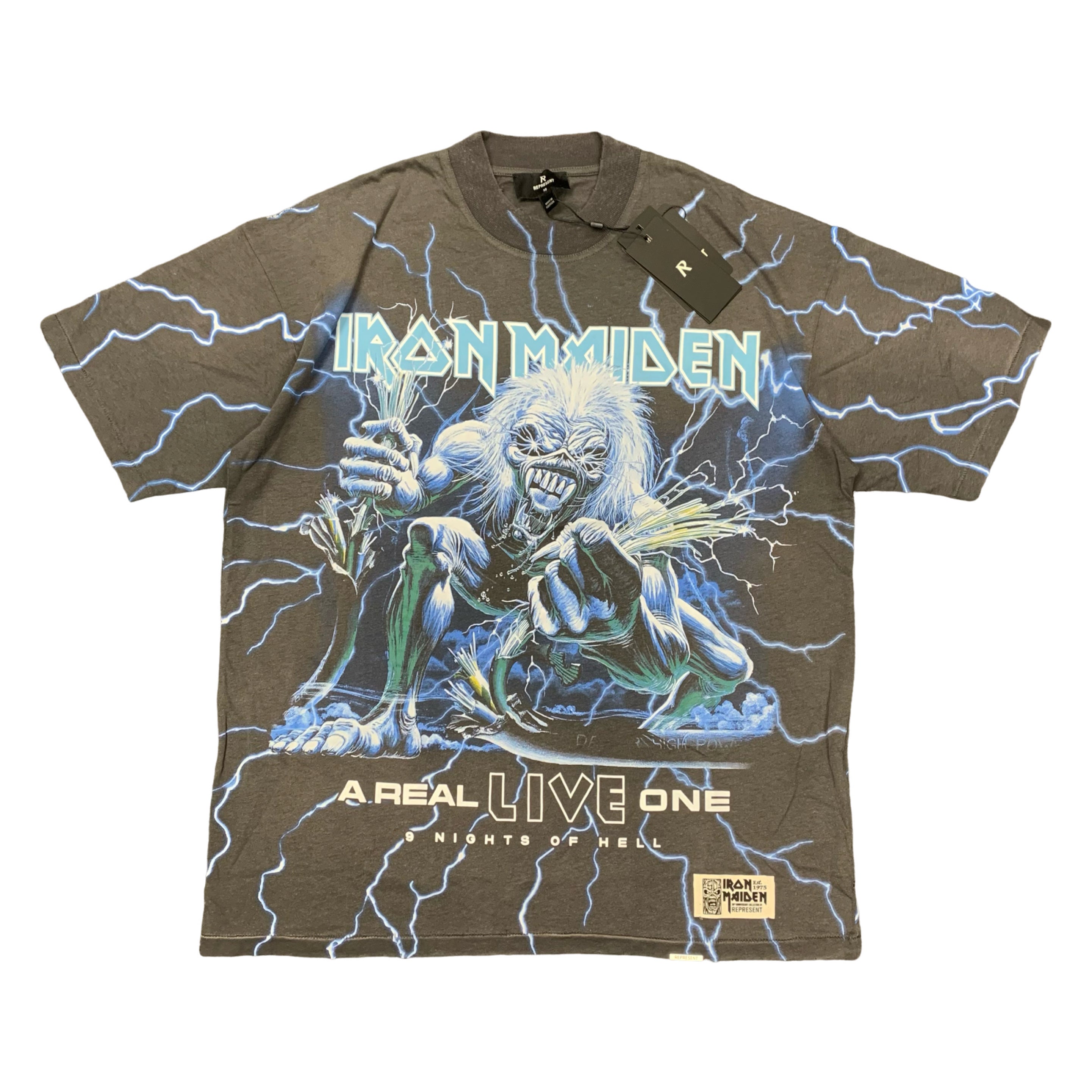 Represent XS Tee Iron Maiden A Real Live One Sunfade Grey T-Shirt