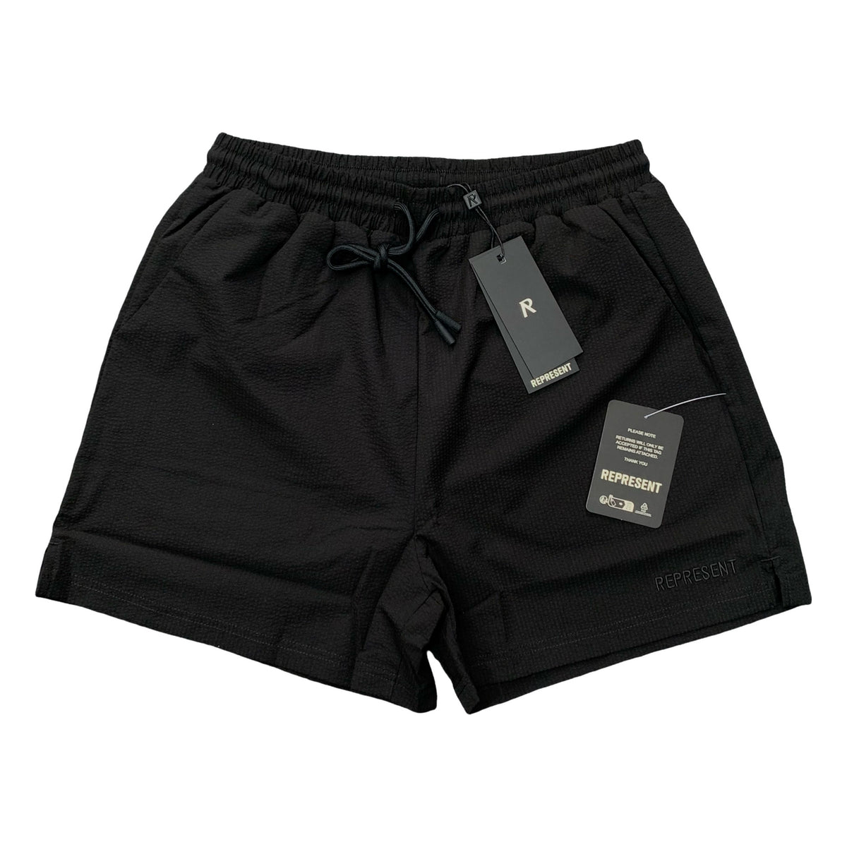 Represent Small Swim Shorts Seersucker Smart Black Swim Shorts