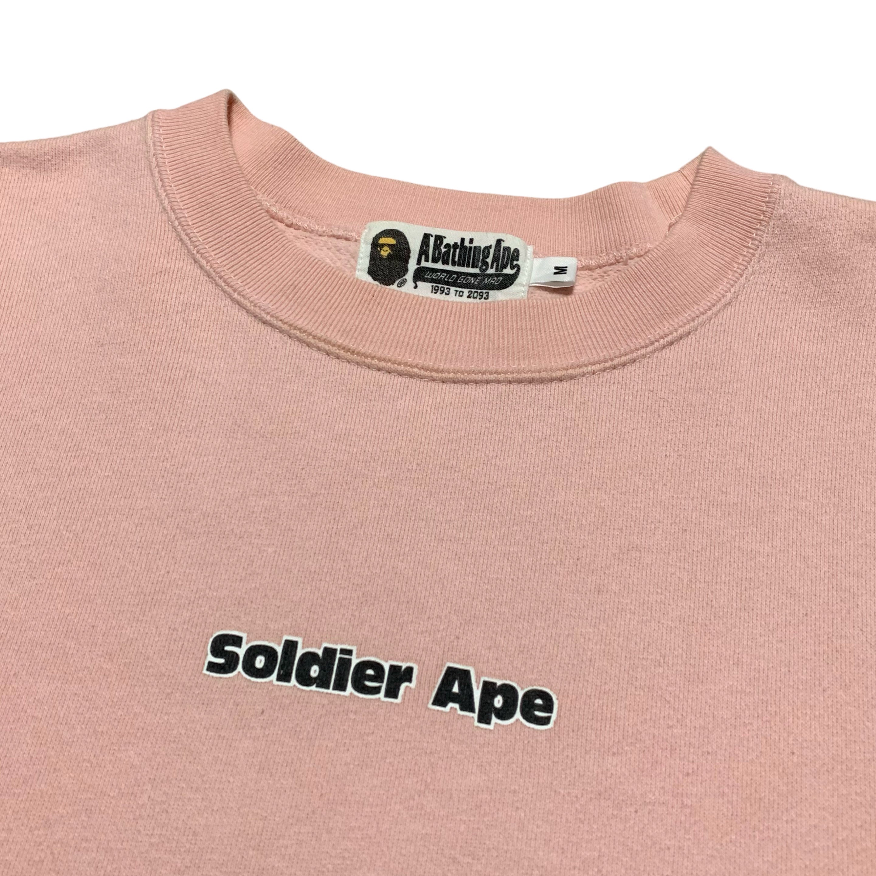 Bape Medium Pink Sweatshirt Crewneck 'World Gone Mad' A Bathing Ape