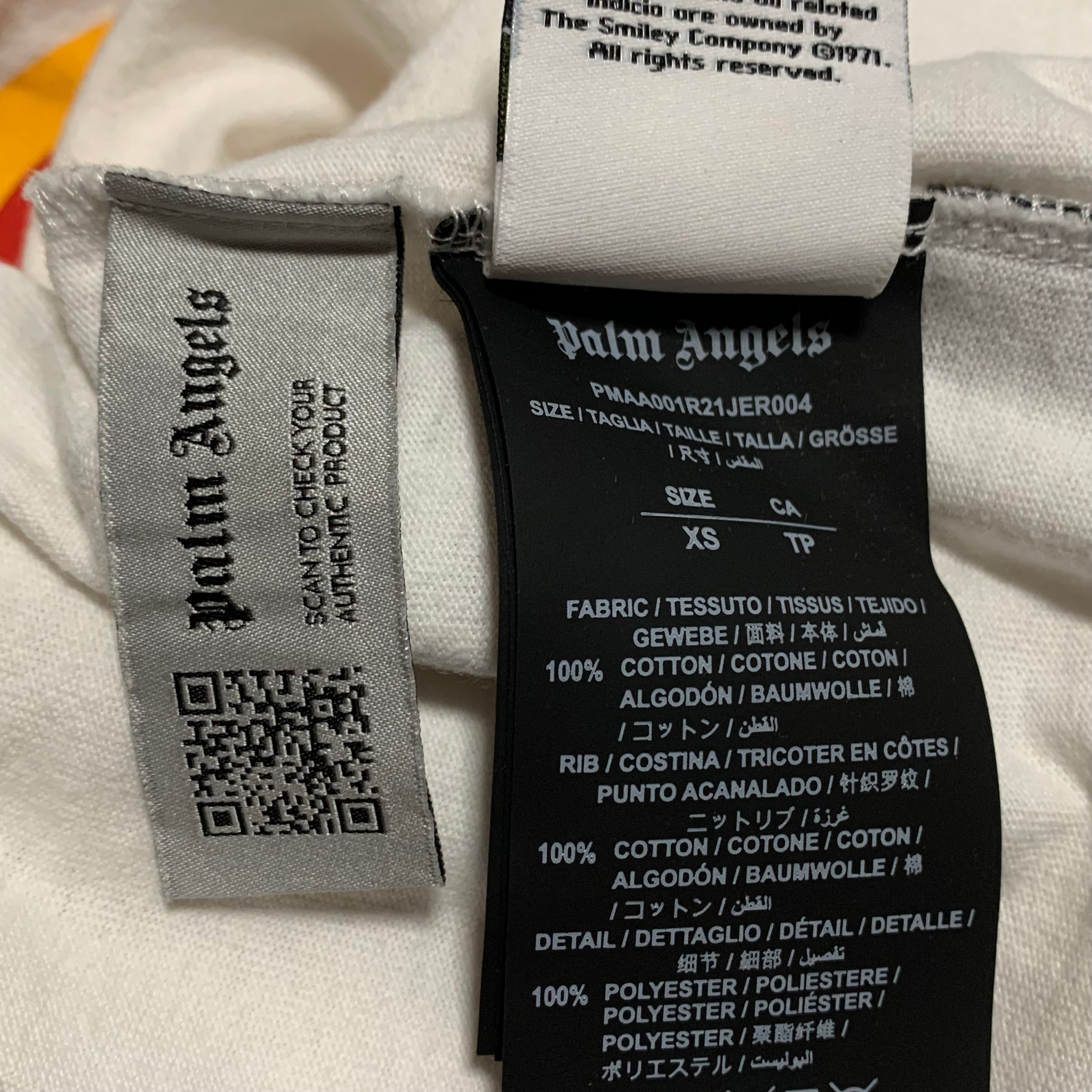 Palm Angels XS Burning Head White Tee 2021