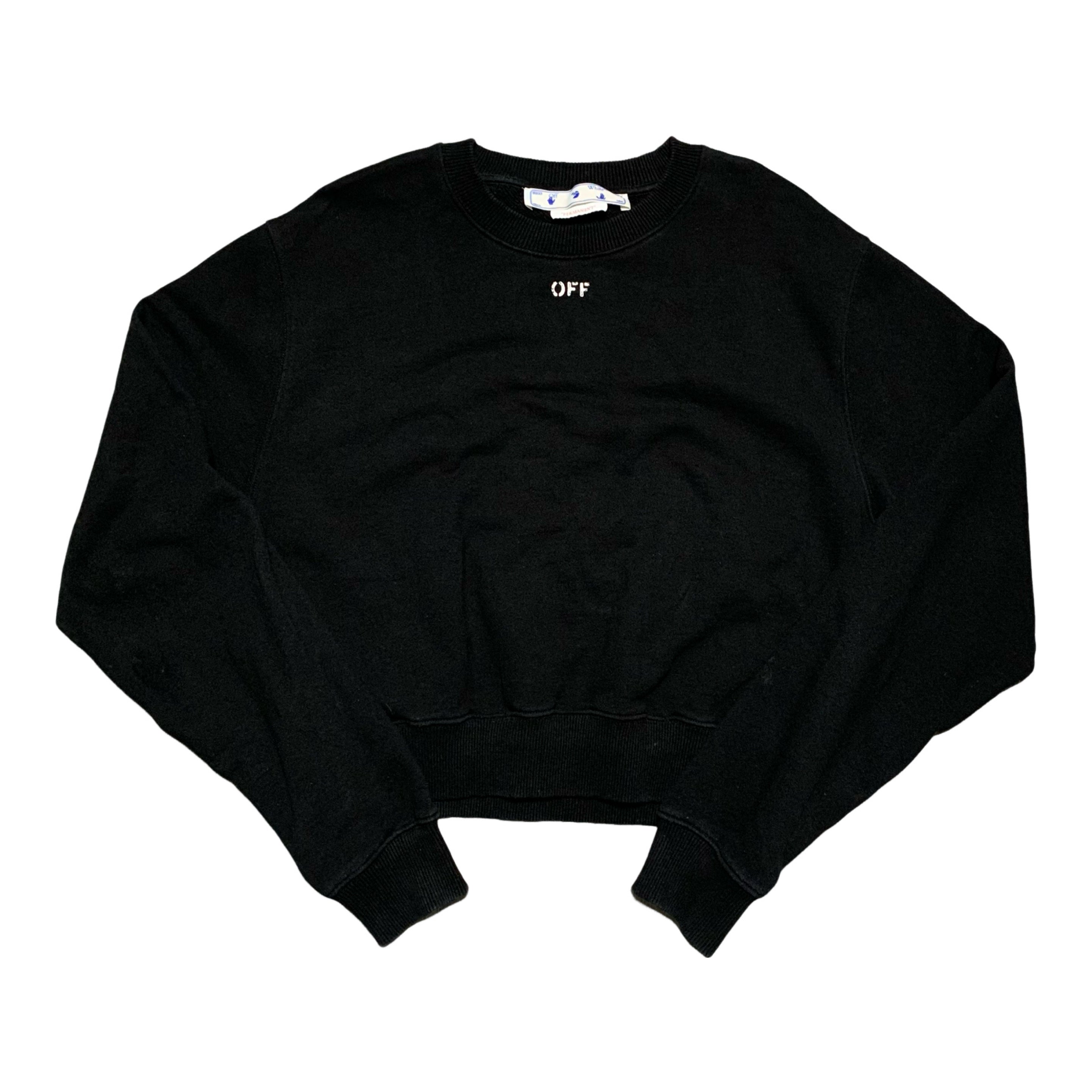 Off White XS Black Sweatshirt Crewneck Off Logo Short Vigil Abloh