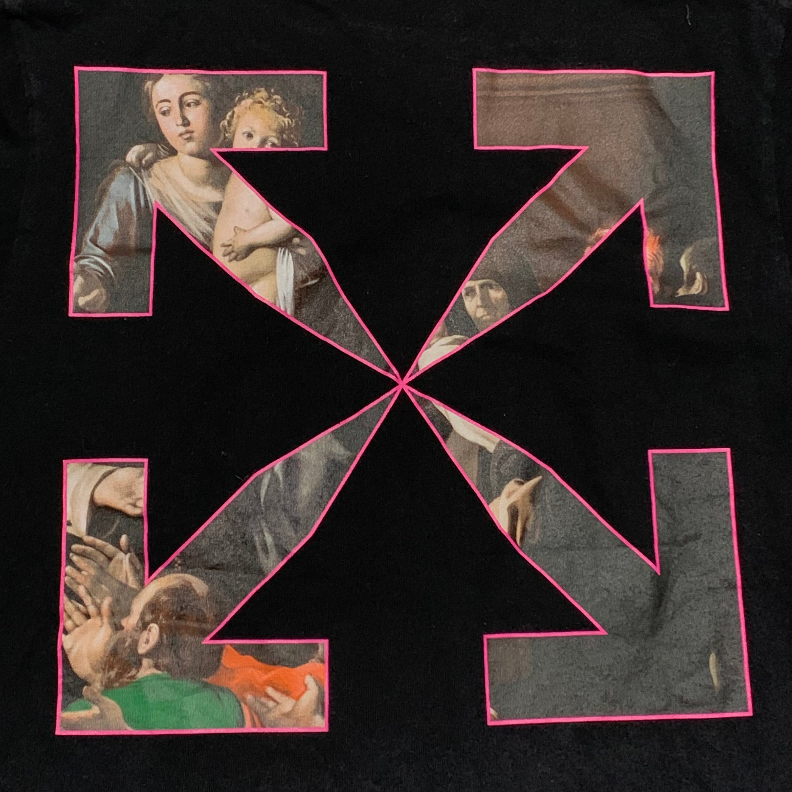 Off White Small Caravaggio Arrows Black Tee Virgil Abloh Sprayed Graffiti