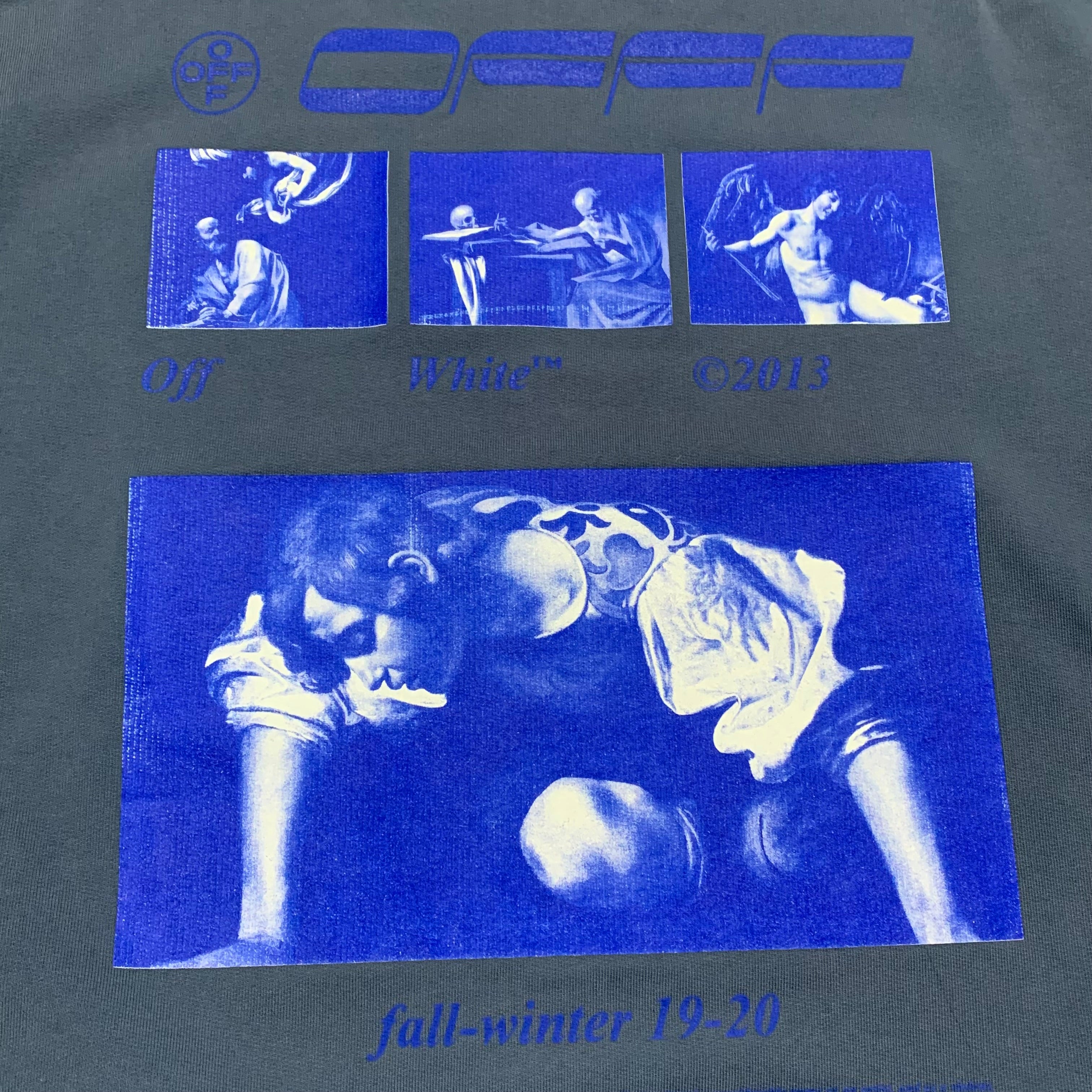 Off White Small Hardcore Caravaggio Indio Blue Sweater Sweatshirt Crewneck Virgil Abloh