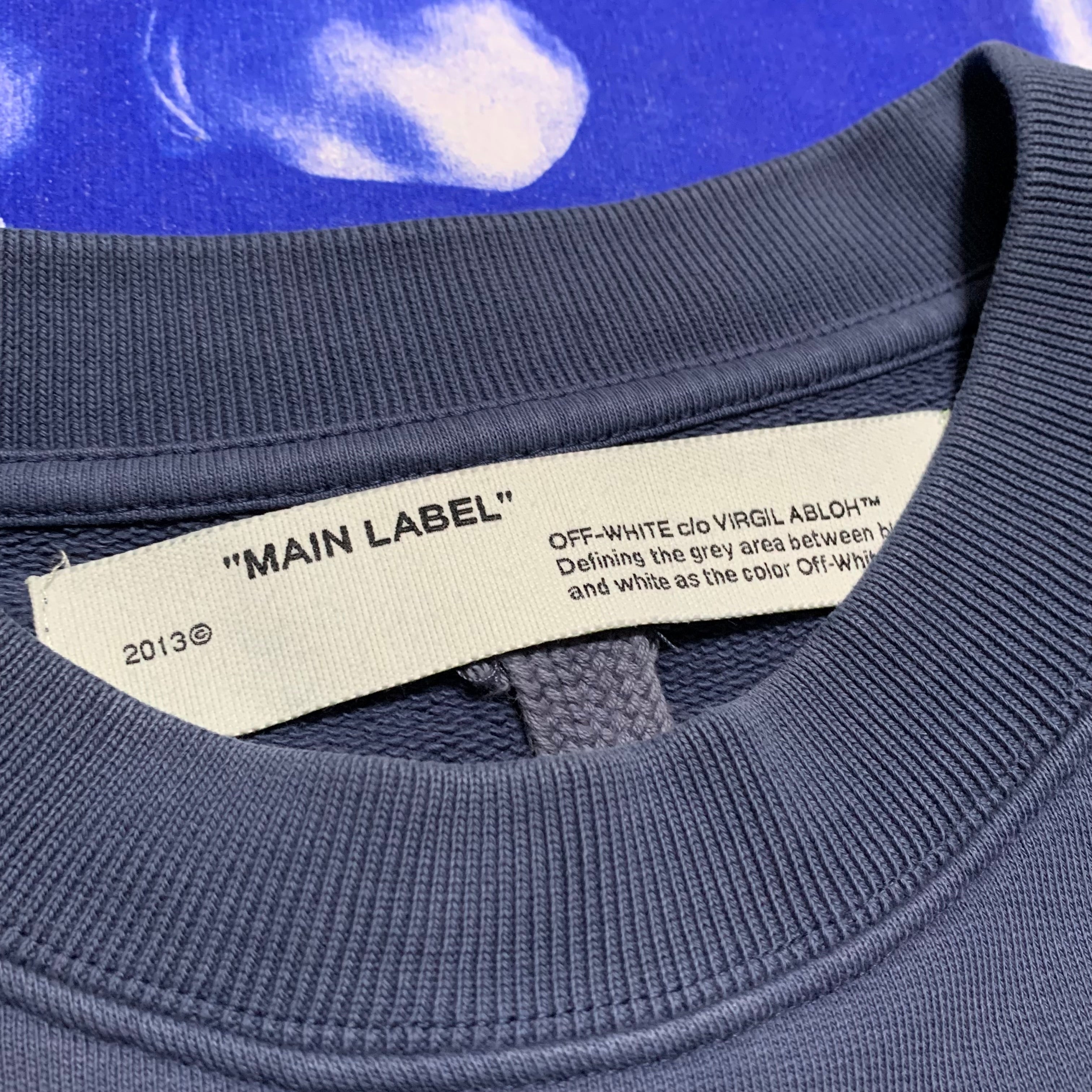Off White Small Hardcore Caravaggio Indio Blue Sweater Sweatshirt Crewneck Virgil Abloh