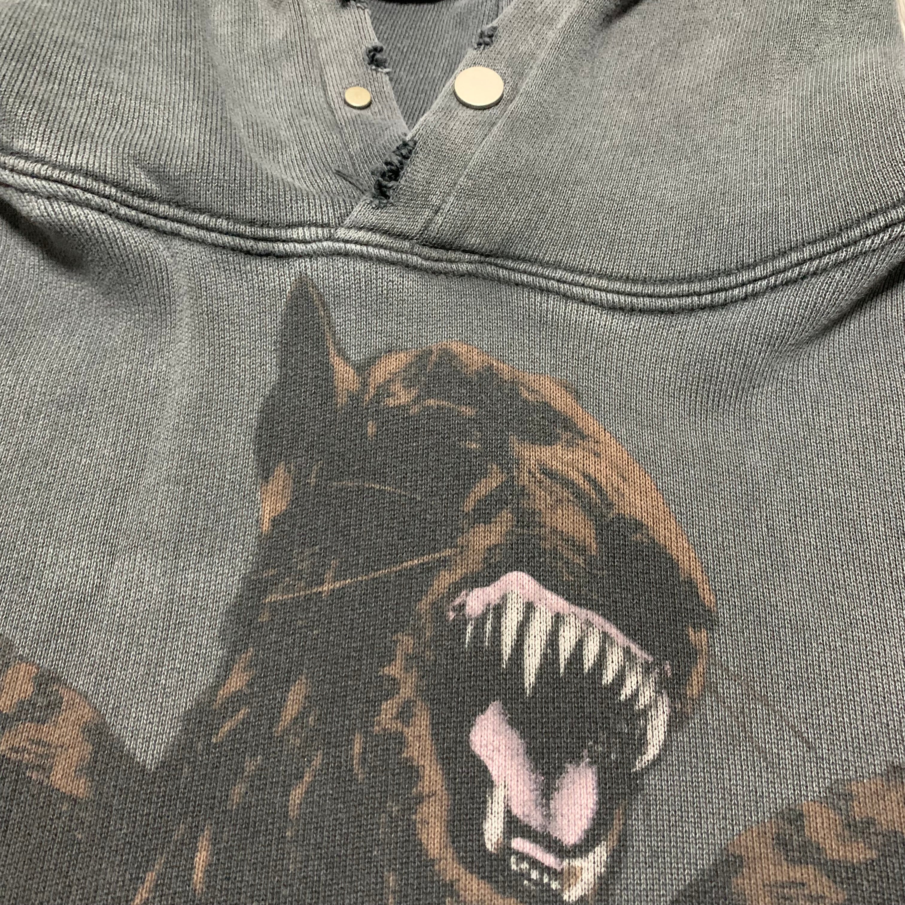 Represent Medium Terrier Eagle Vintage Grey Hoodie Distressed