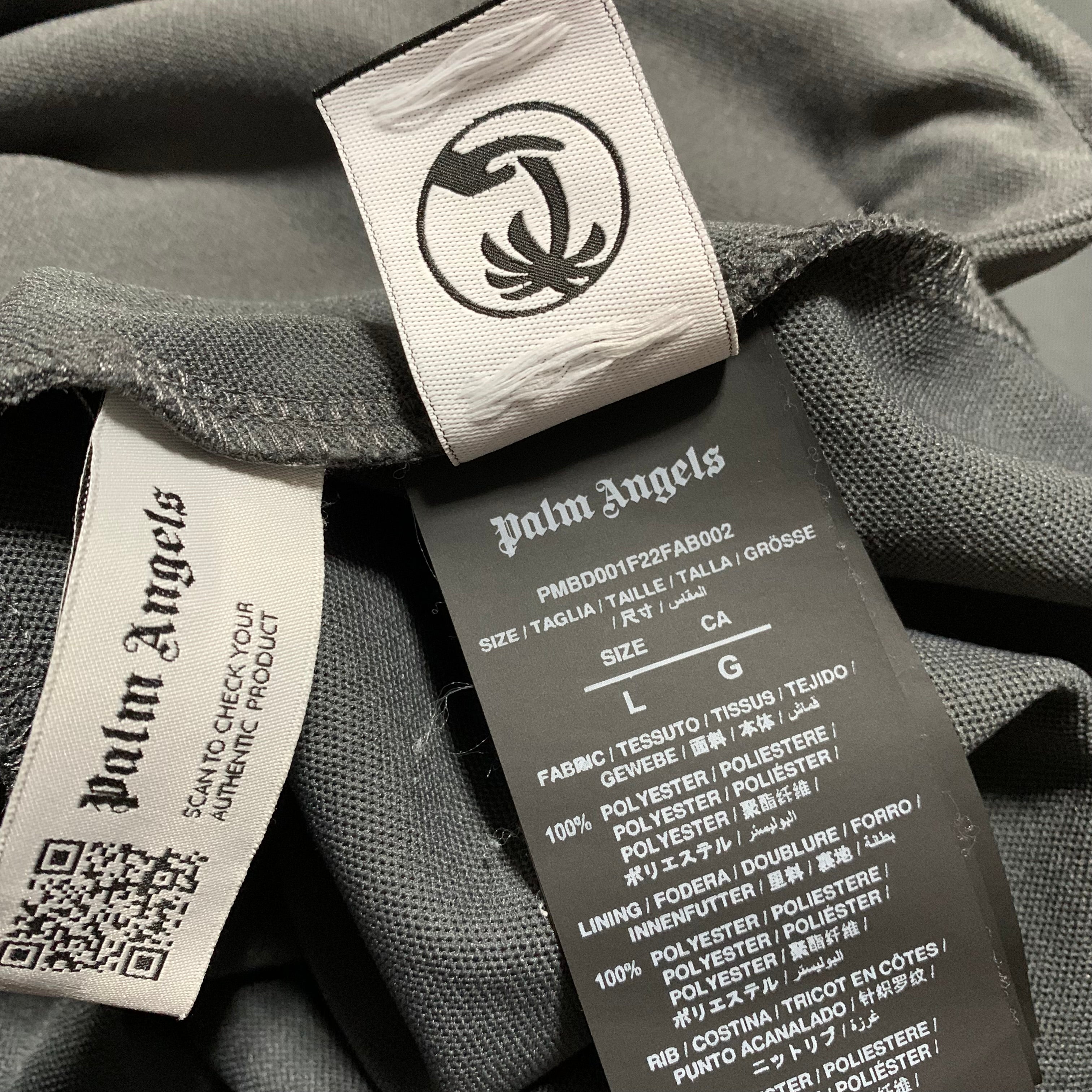 Palm Angels Large Grey Classic Track Jacket Top
