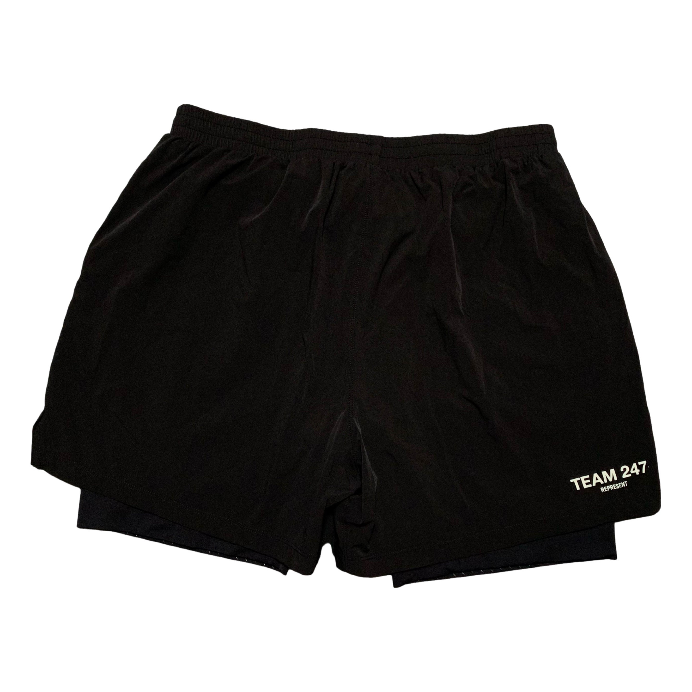 Represent XL Shorts Team 247 2-In-1 Black Shorts Bottoms