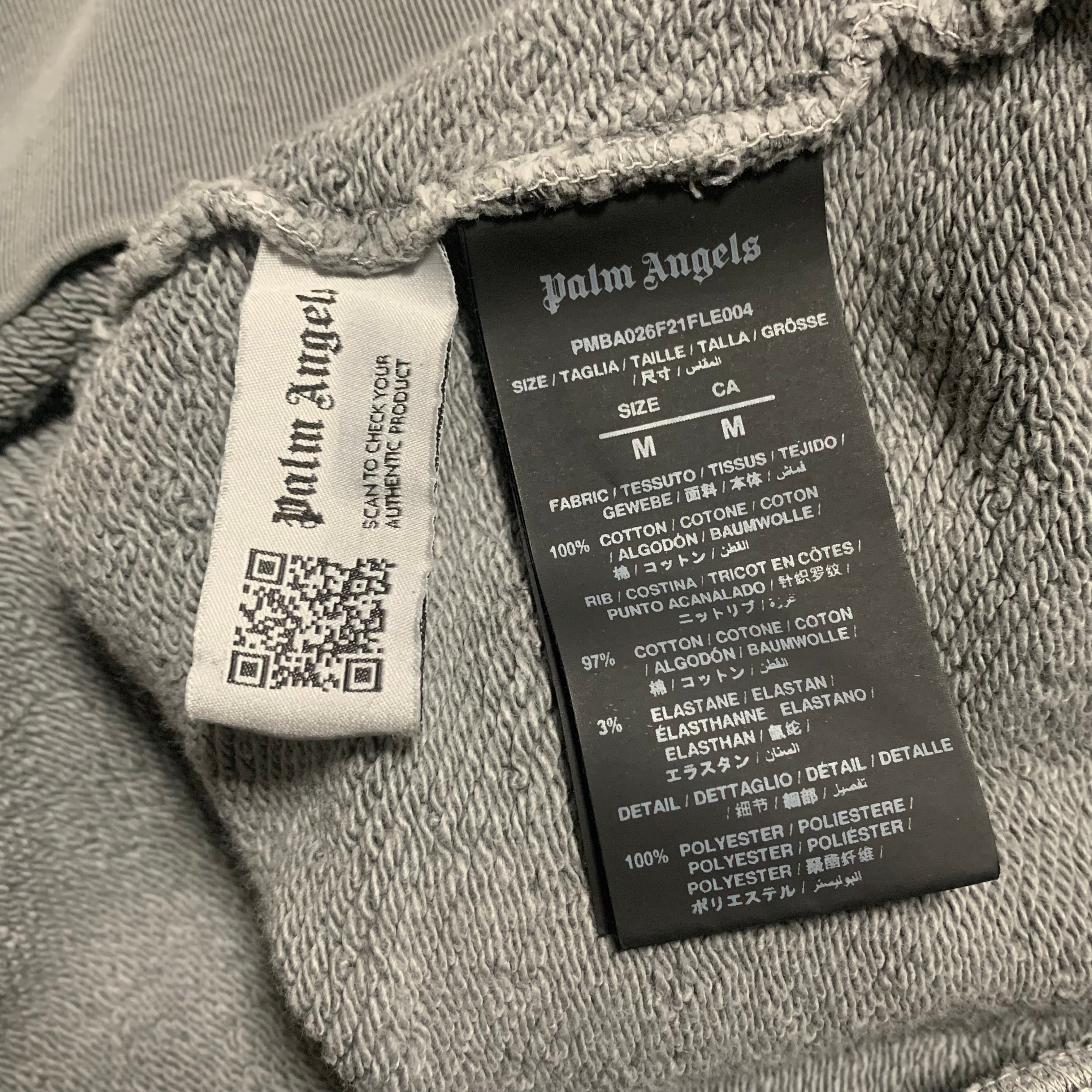 Palm Angels Medium Curved Logo Grey Sweatshirt Crewneck