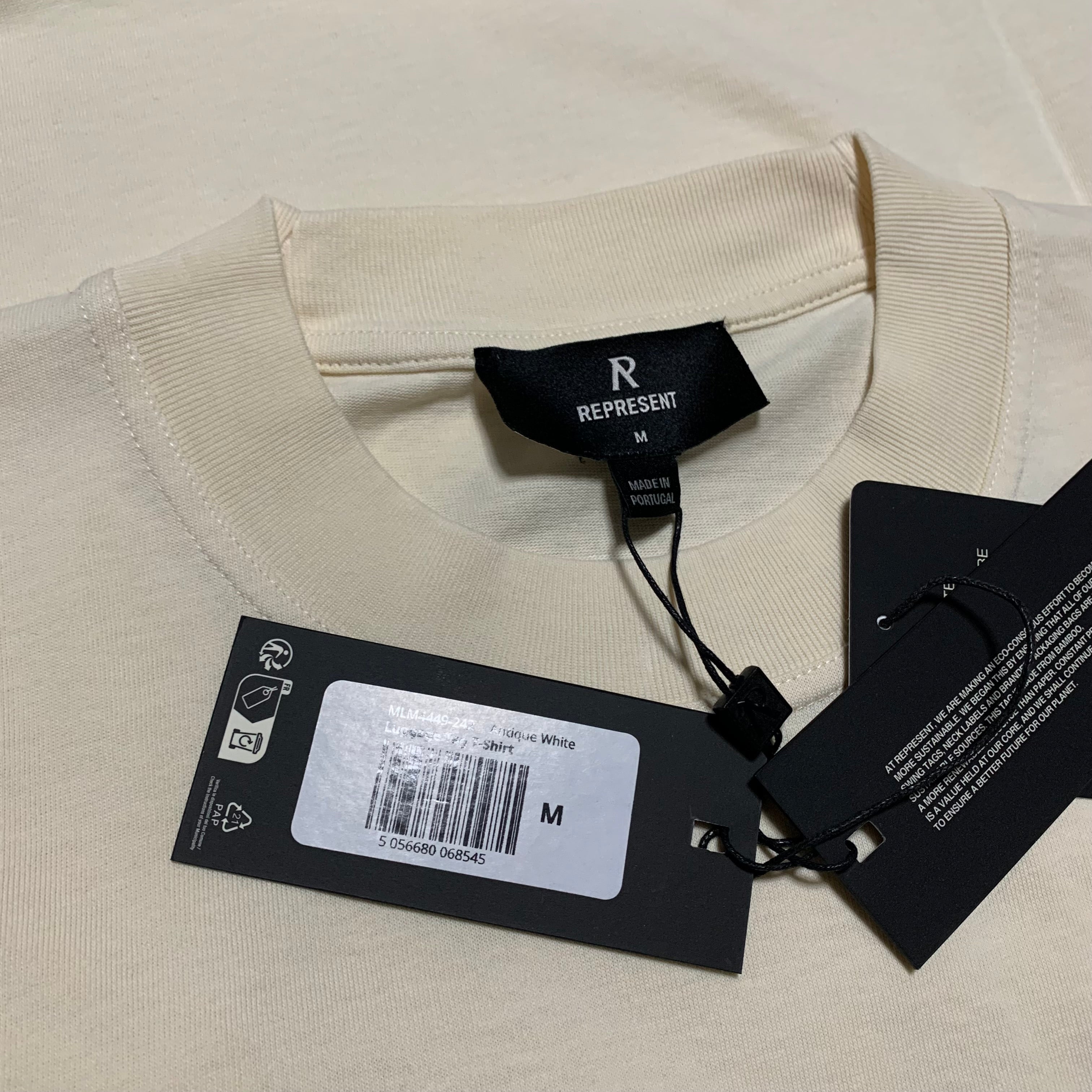 Represent Medium Luggage Tag Antique White Tee