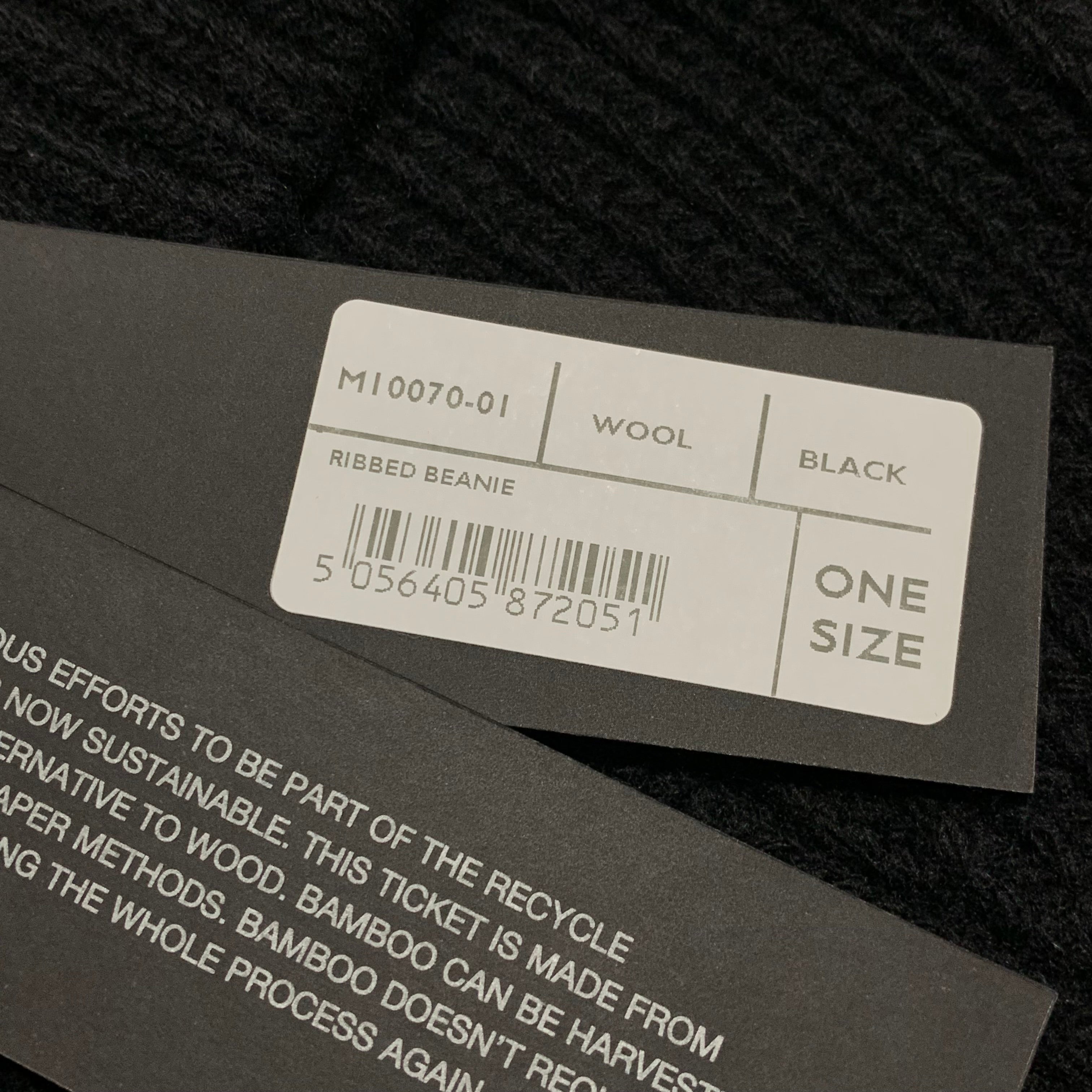 Represent Beanie Black Wool Ribbed Beanie Hat