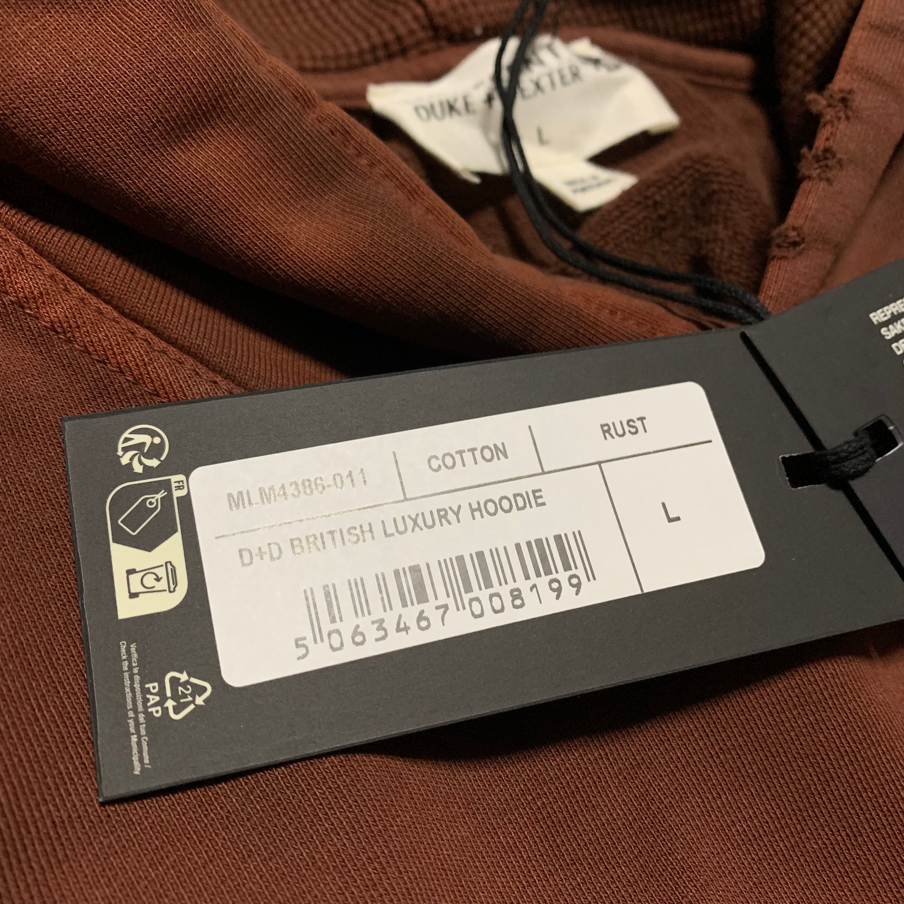 Represent Large Duke + Dexter British Luxury Hoodie Rust (RRP £180)