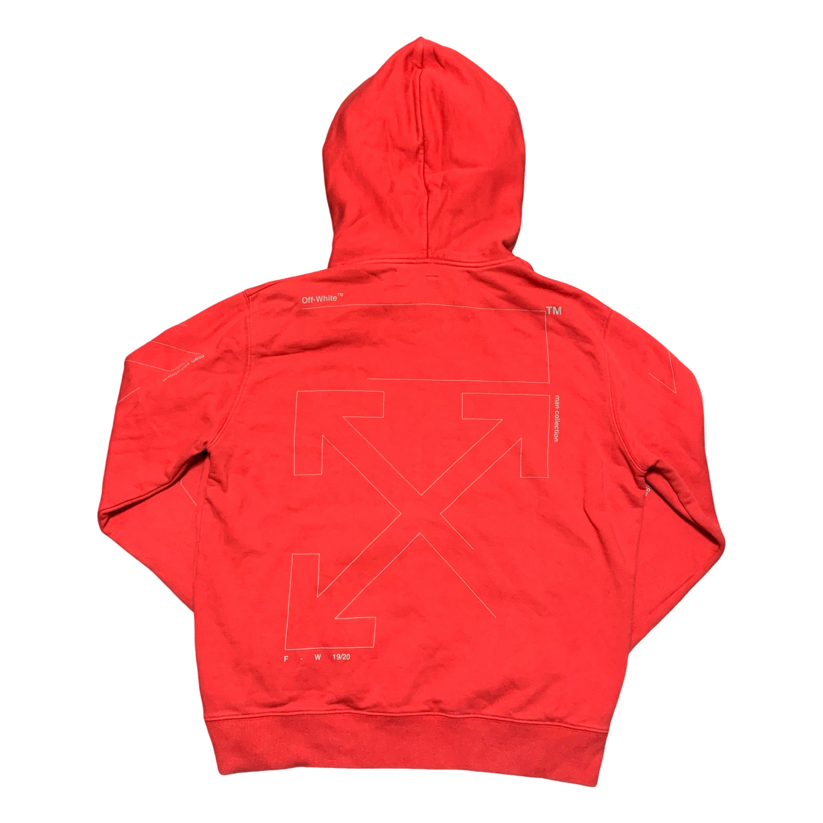 Off White Large Outline Arrows Red Hoodie Virgil Abloh