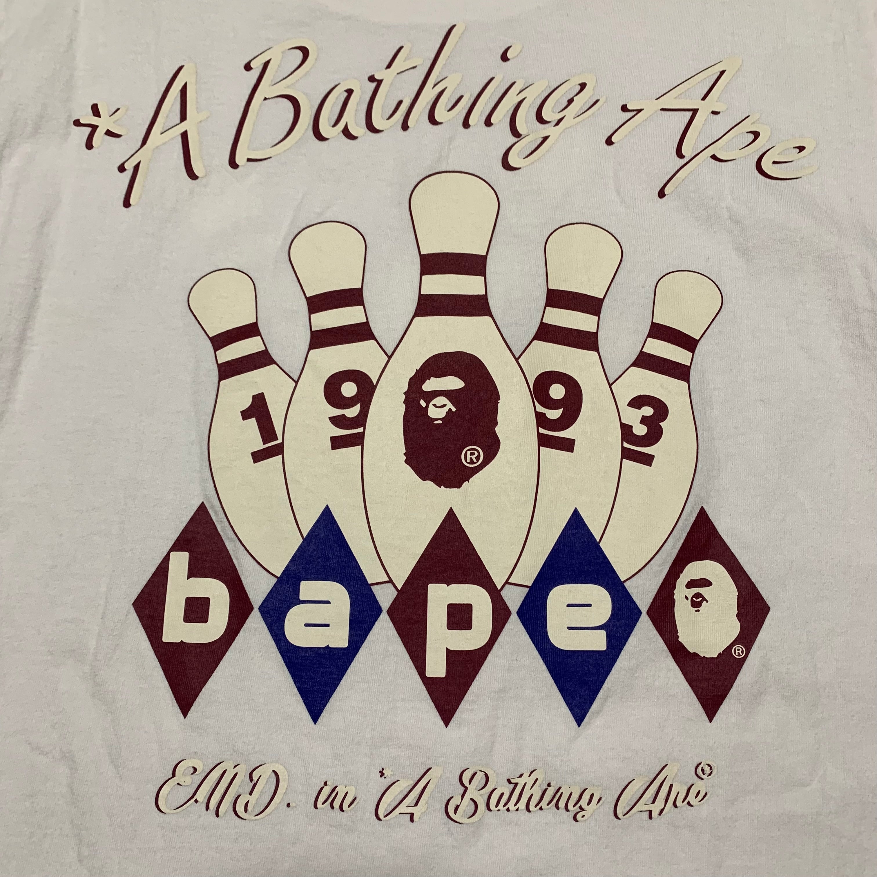 Bape Medium END Bowling White Tee A Bathing Ape