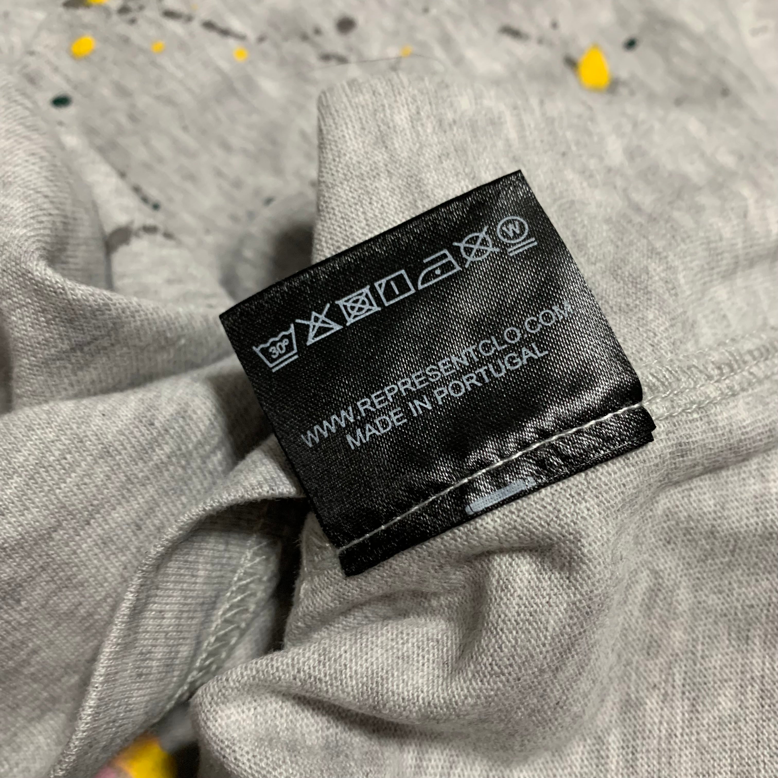 Represent Small Bespoke Commissions Grey Tee Paint Splatter