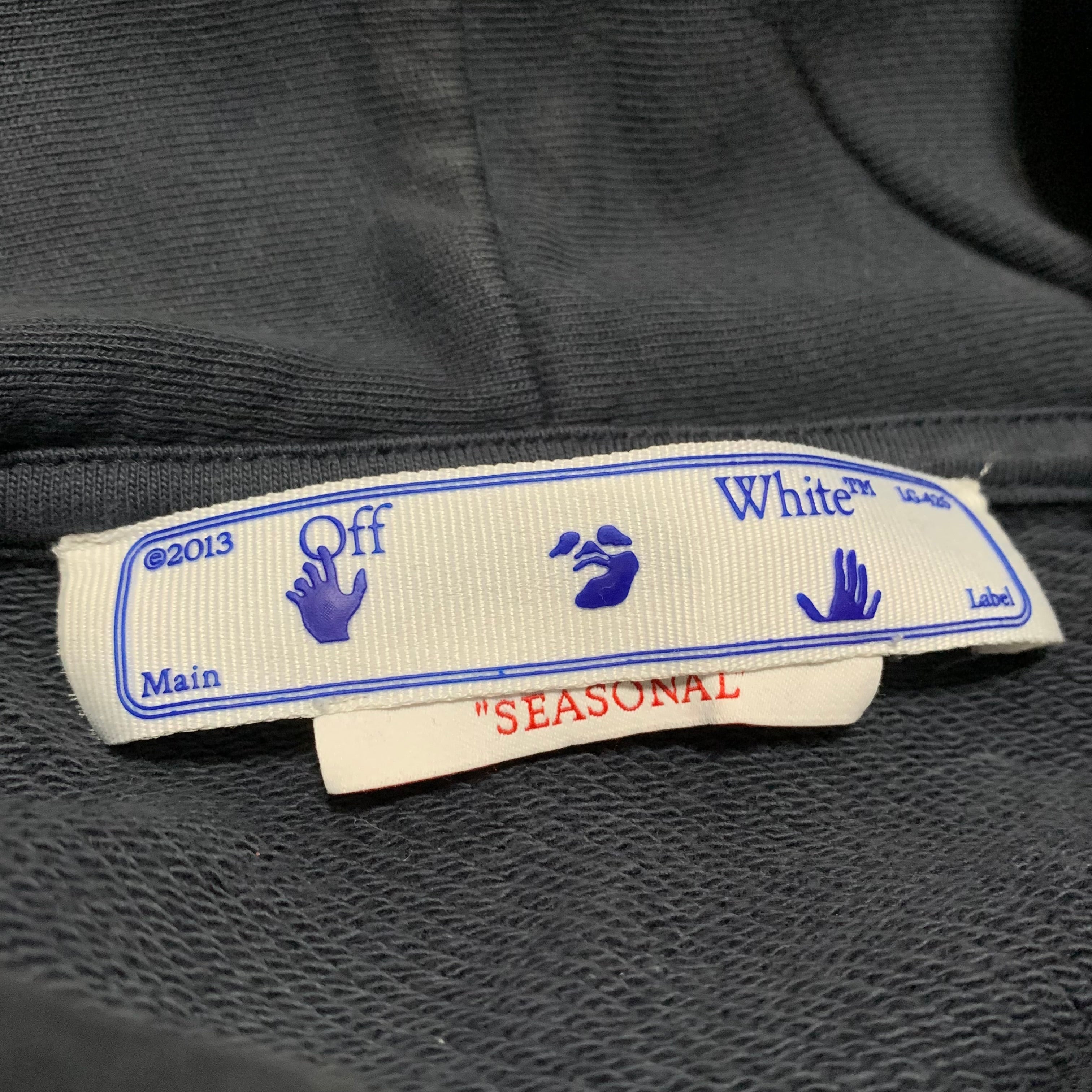 Off White XL Between Arrows Blue Hoodie Virgil Abloh