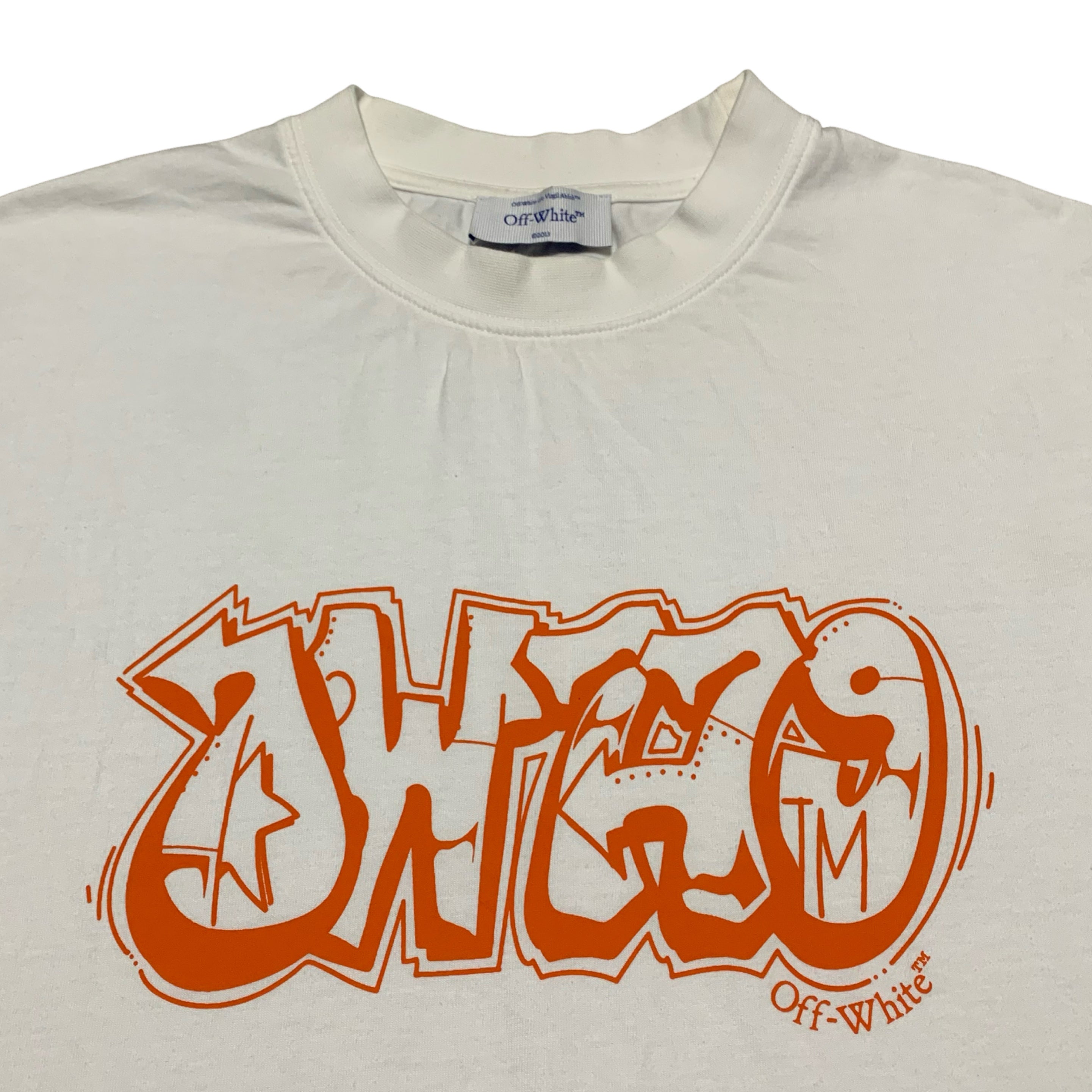 Off White Small Graffiti Graphic White Tee Virgil Abloh Limited Edition