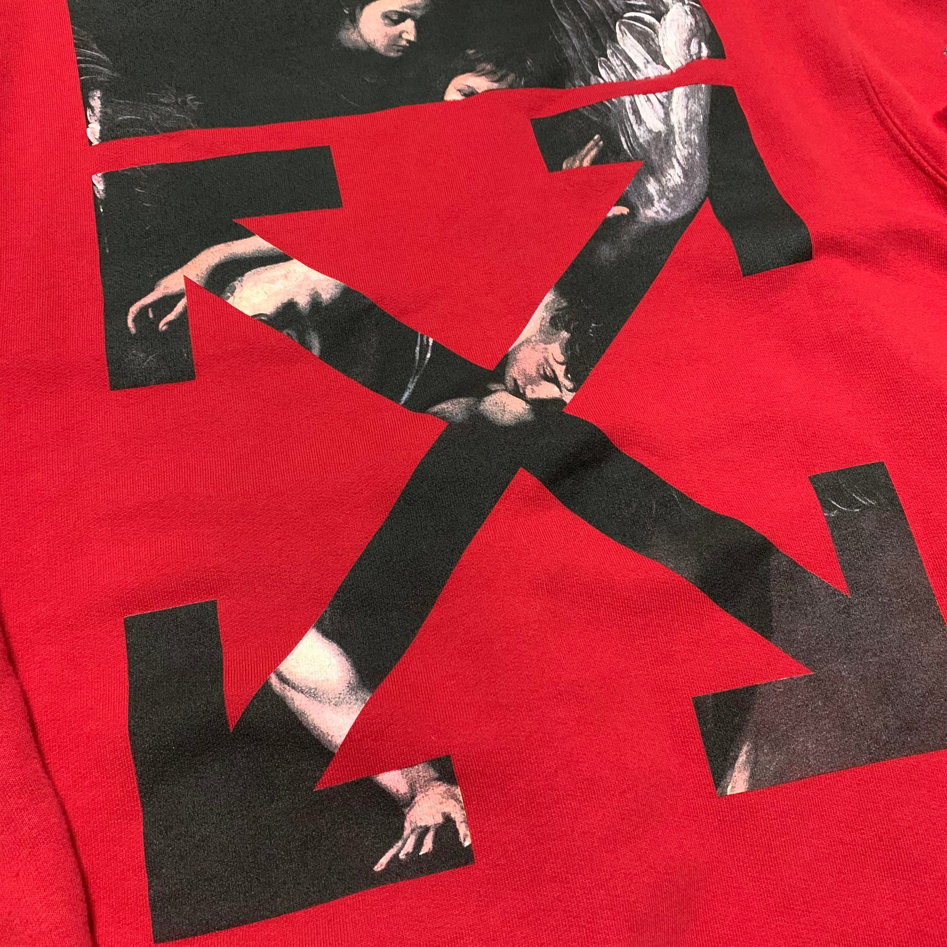 Off White Small Caravaggio Arrows Red Hoodie Virgil Abloh